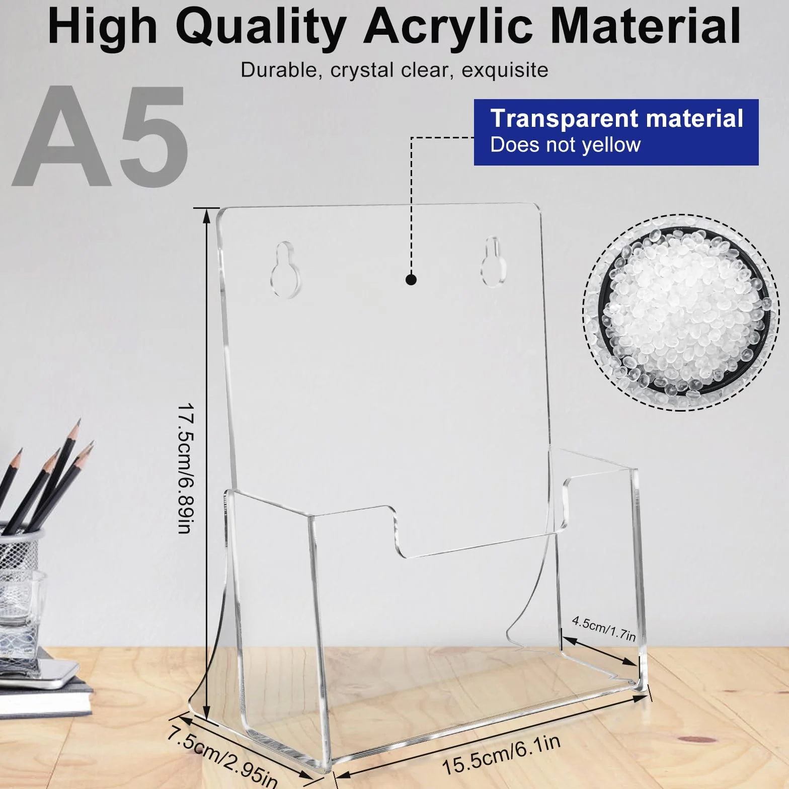 Porte-brochures A5 acrylique transparent lot de 2 support autoportant affichage