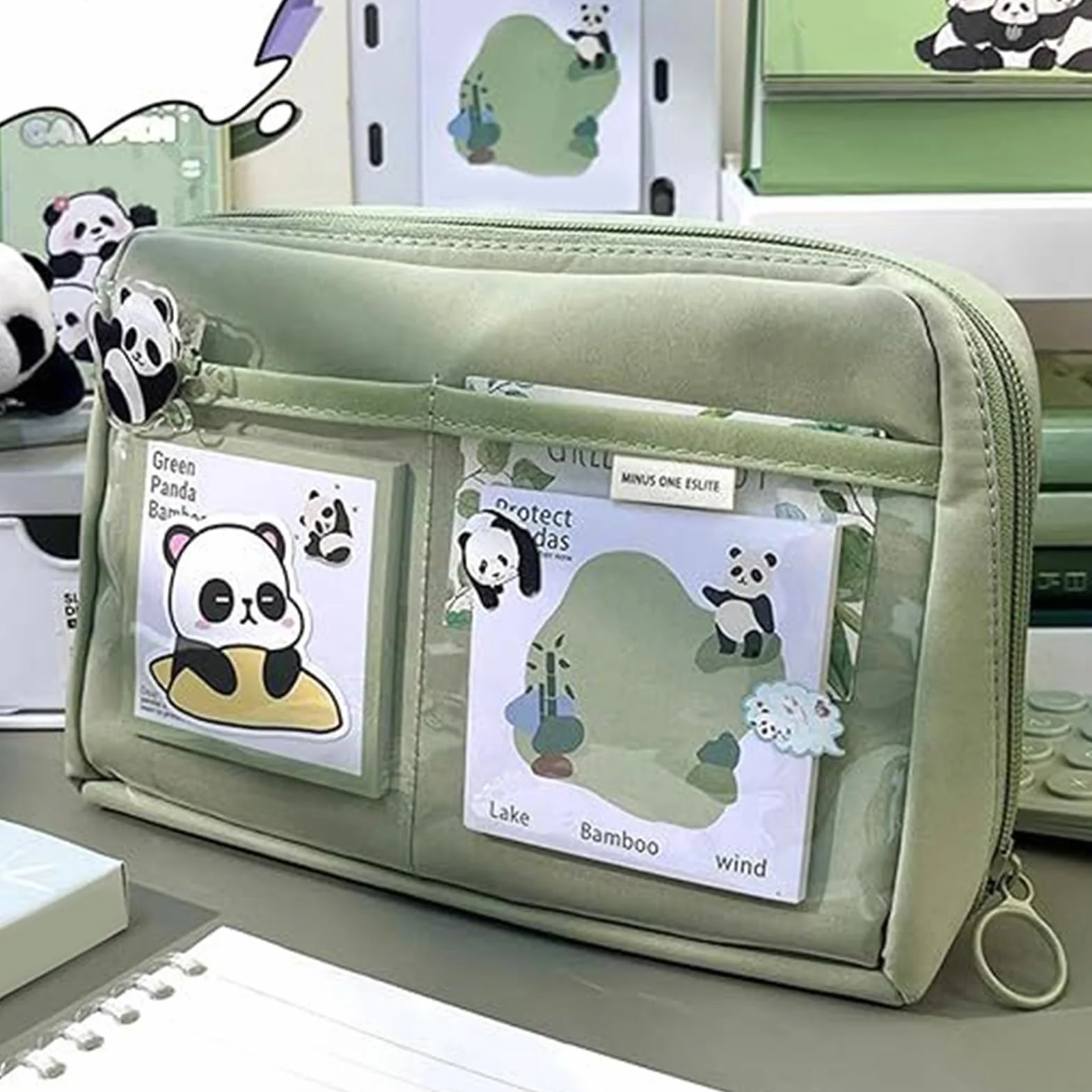 Ensemble de fournitures scolaires panda, kit papeterie avec carnet, trousse, règle, stylos et autocollants