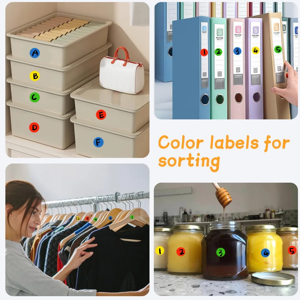 Gommettes Autocollantes Rondes Multicolores 13 mm 4000 Pièces 4 Rouleaux pour Tri Bureau Marquage Bricolage