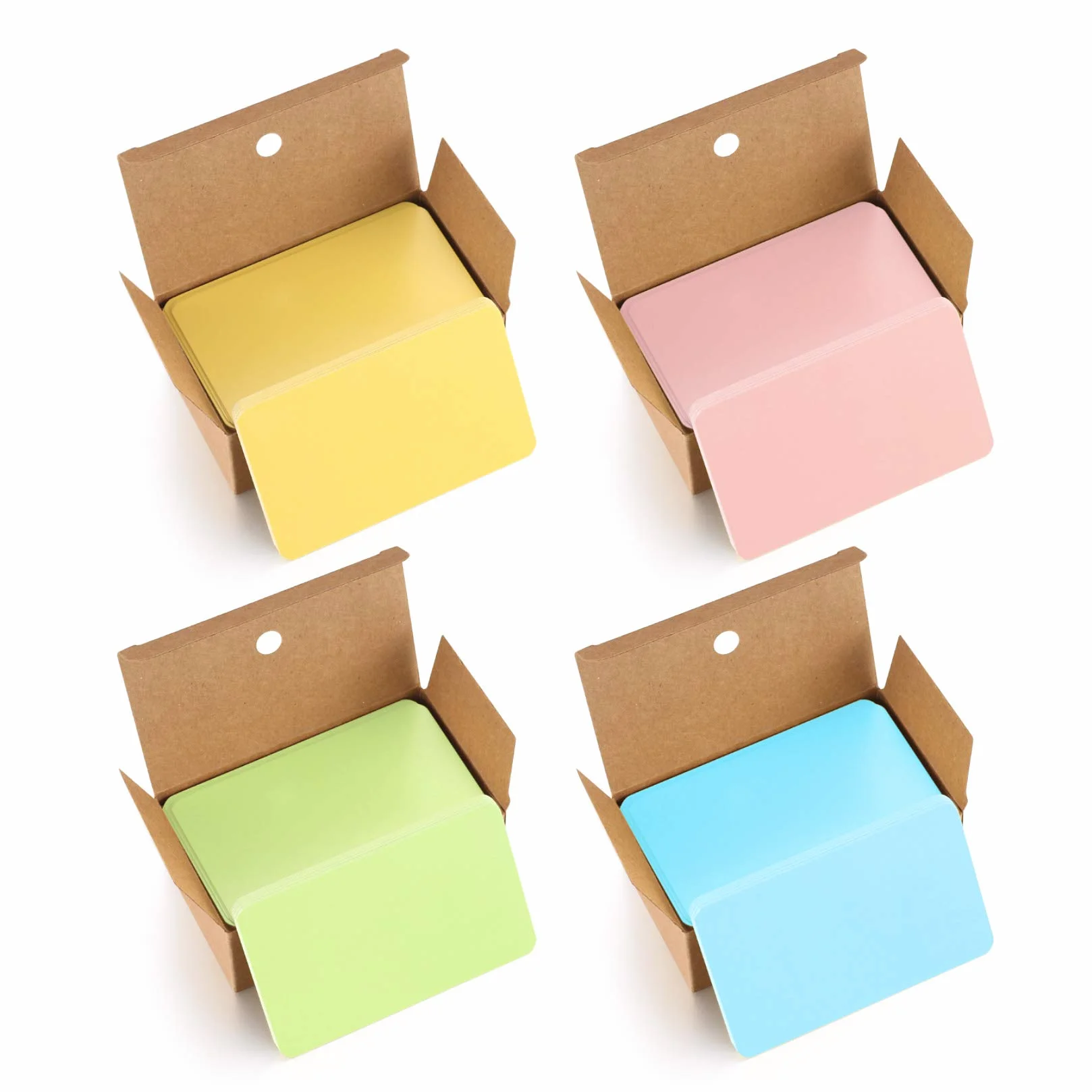 Lot de 400 cartes vierges colorées Kraft pour loisirs créatifs rose/vert/jaune/bleu