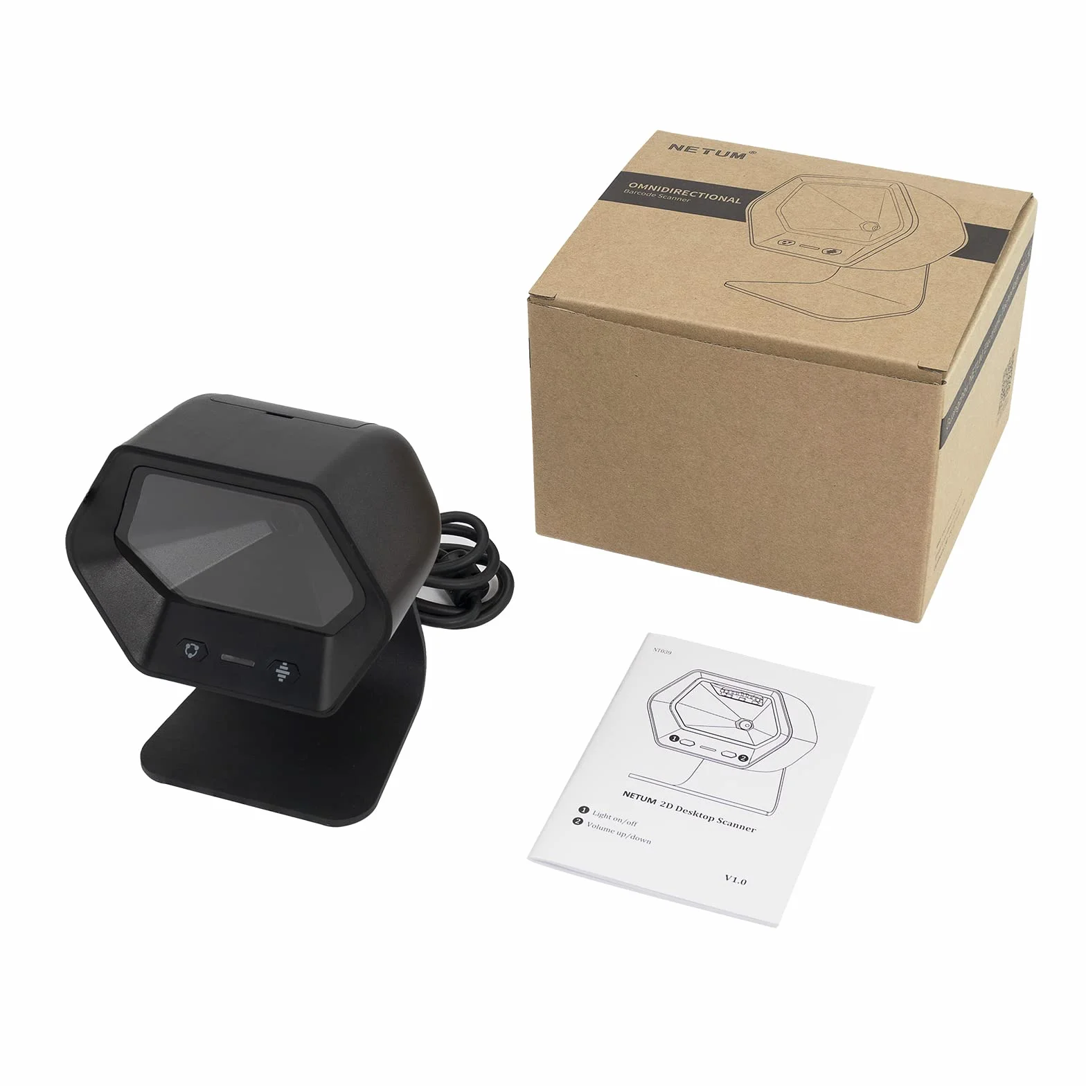 NETUM NT-7060 Lecteur de Code-Barres Omnidirectionnel USB Mains Libres 1D 2D QR