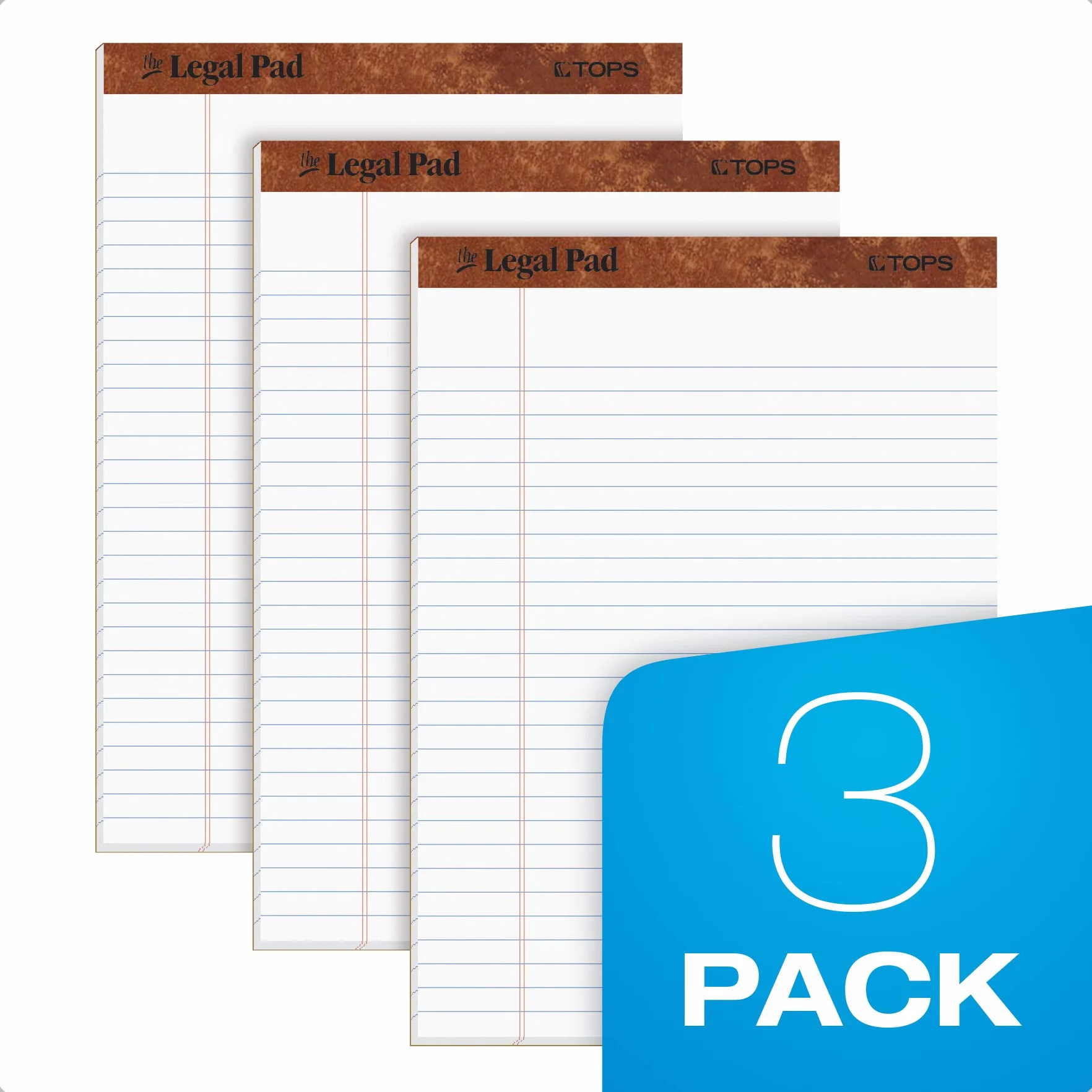 TOPS Legal Pad 50 feuilles 3-pack Blanc 8.5 x 11.75
