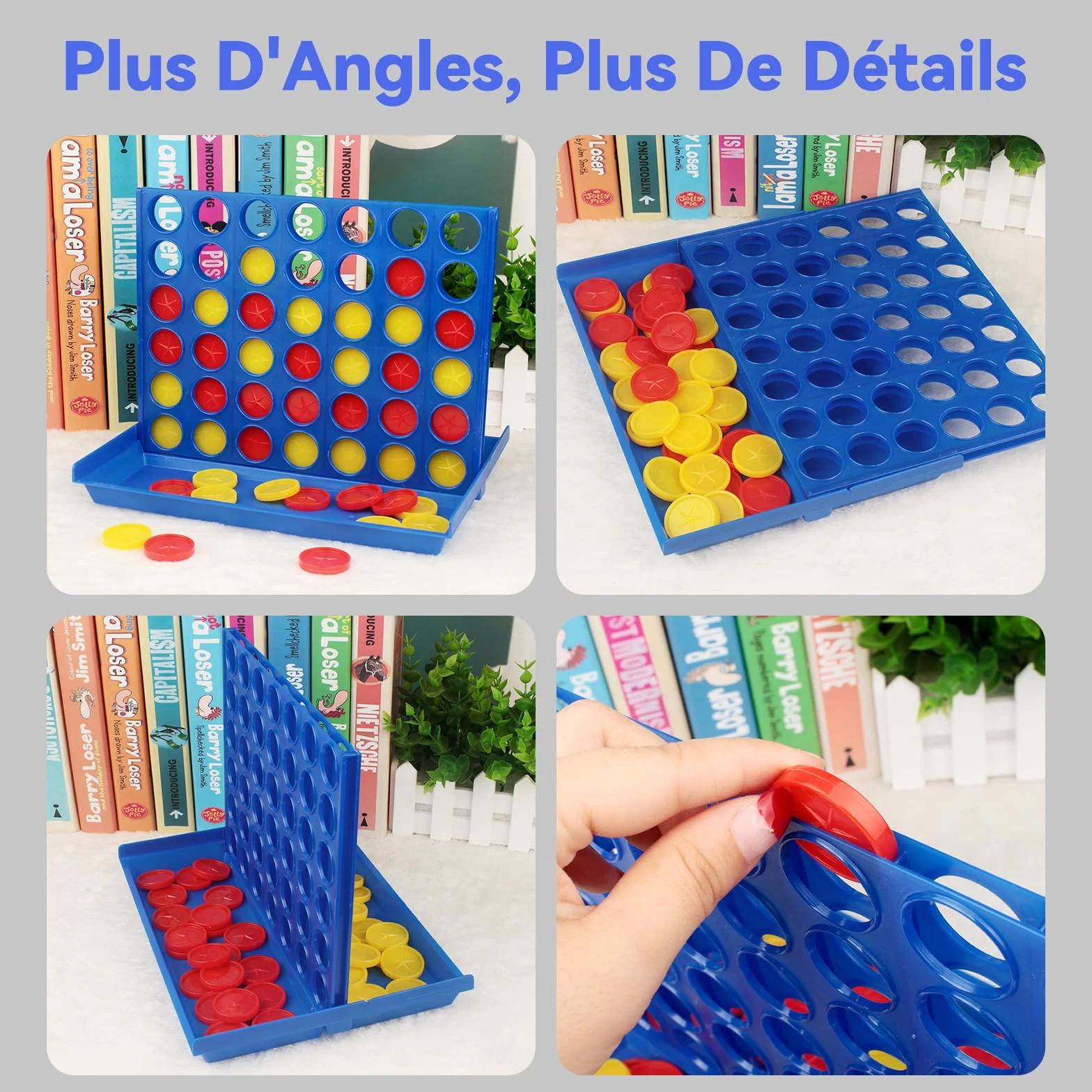 Jeu de Société 4 en Ligne Format Standard pour Enfants 3+ Ans, Cadeau Noel pour Fille Garçon, Jeux de Stratégie Portable