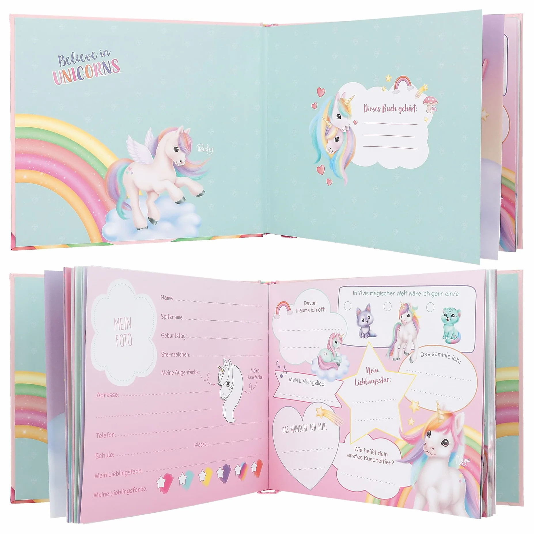 Depesche Ylvi Livre des Amis Rose Licorne Arc-en-Ciel 108 Pages