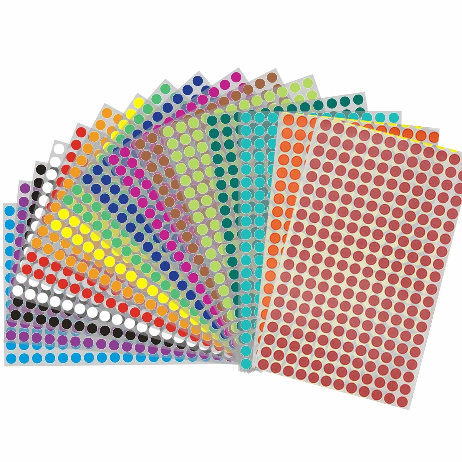 Gommettes Autocollantes Rondes 16 Pièces 6 mm Étiquettes Colorées pour Fournitures de Bureau