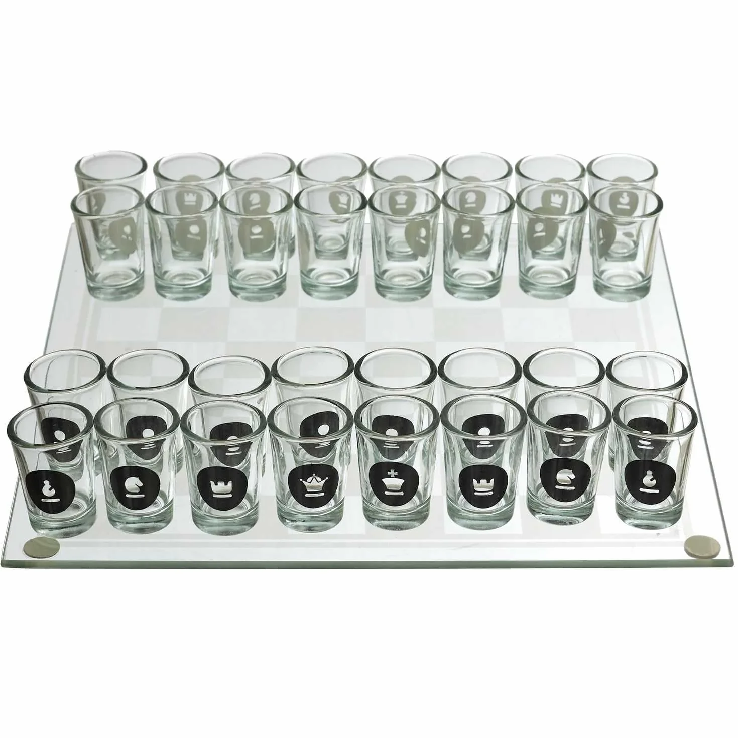 MISTER GADGET MG3519 Jeu d'Échecs à Boire en Verre Blanc et Noir