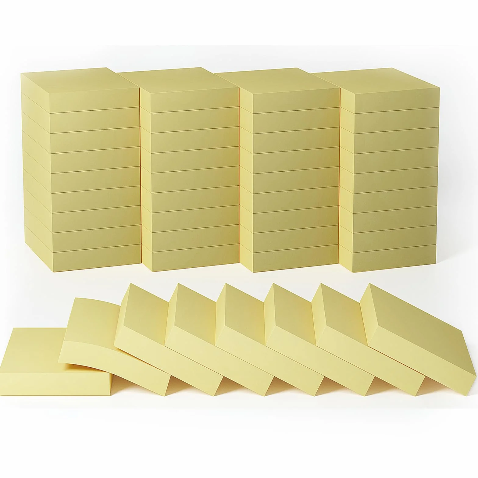 Lot de 36 mini blocs de notes adhésives 3,8 x 5,1 cm, 80 feuilles/bloc, jaune basique