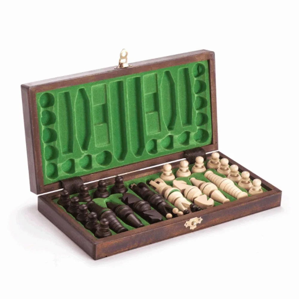 Jeu d'échecs de Voyage Pliable, Jeu d'échecs Pliable en Bois de 11,8 Pouces avec Fentes et pièces Rangement