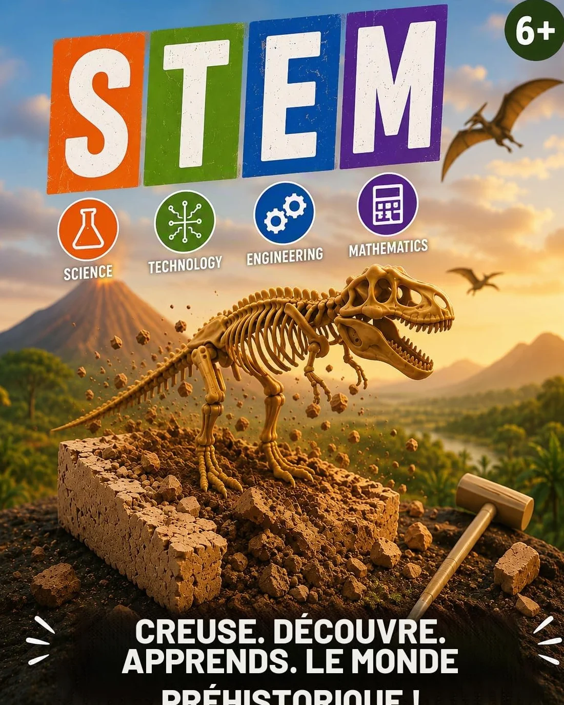 Science4you Dinosaure T-Rex Kit de Fouille pour Enfants +6 Ans - Excaver et Assembler Fossiles, Jeu d'Archéologie