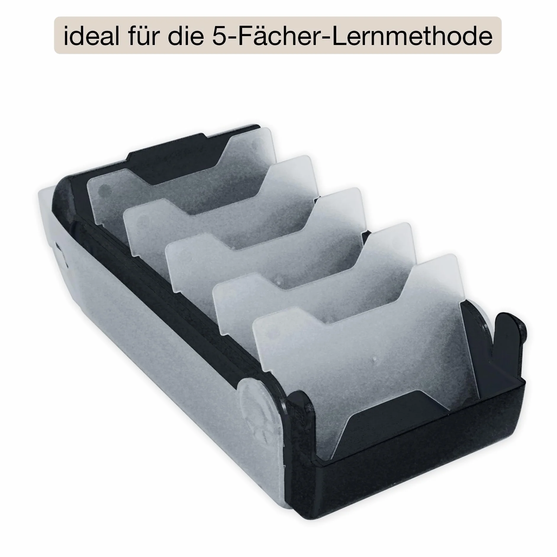 TimeTEX Boîte à fiches en plastique A8 semi-transparente avec couvercle rétractable 5 compartiments 20 x 9 x 6,5 cm noir