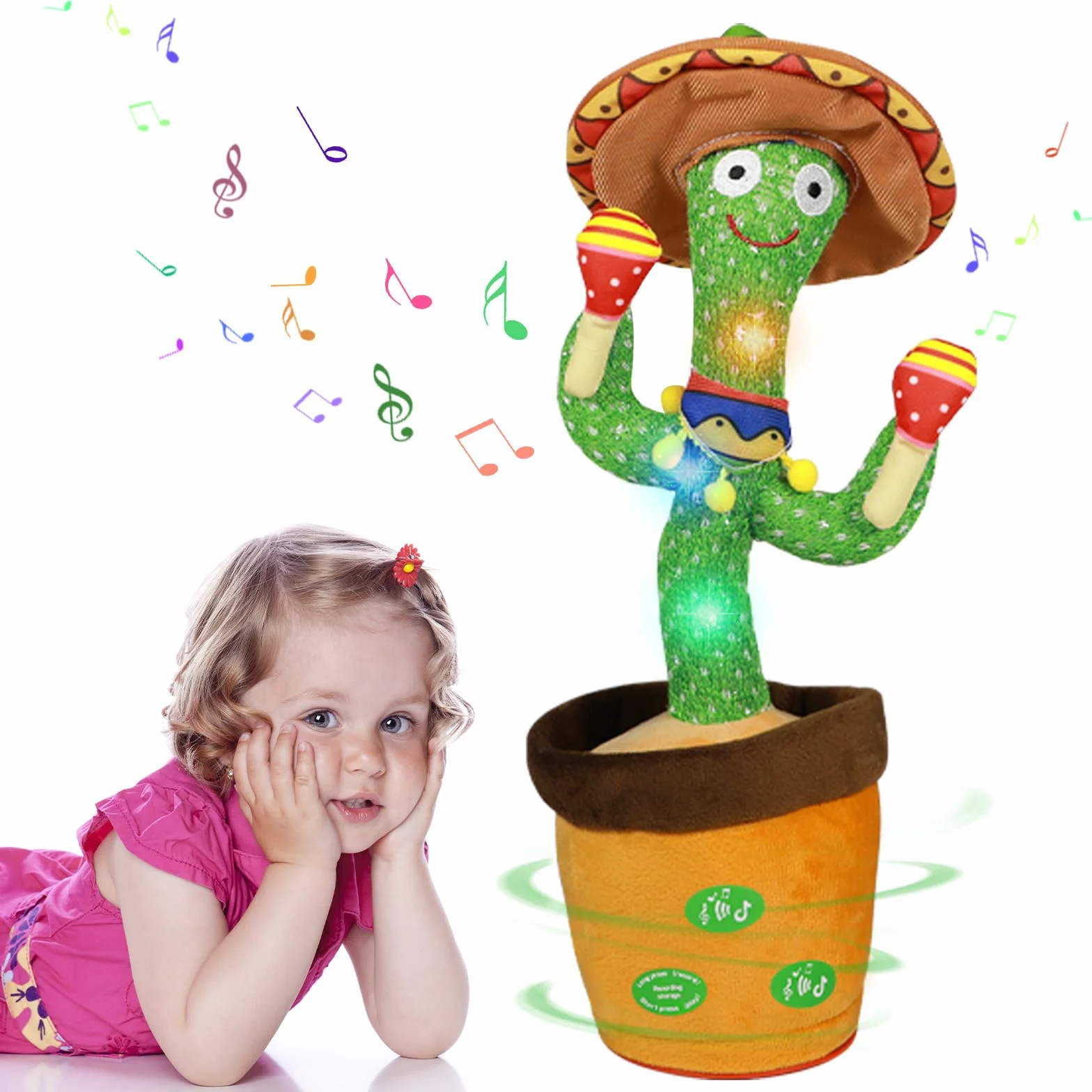 MeHoo Cactus Qui Danse et Répète avec Contrôle du Volume Jouet Éducatif pour Bébé