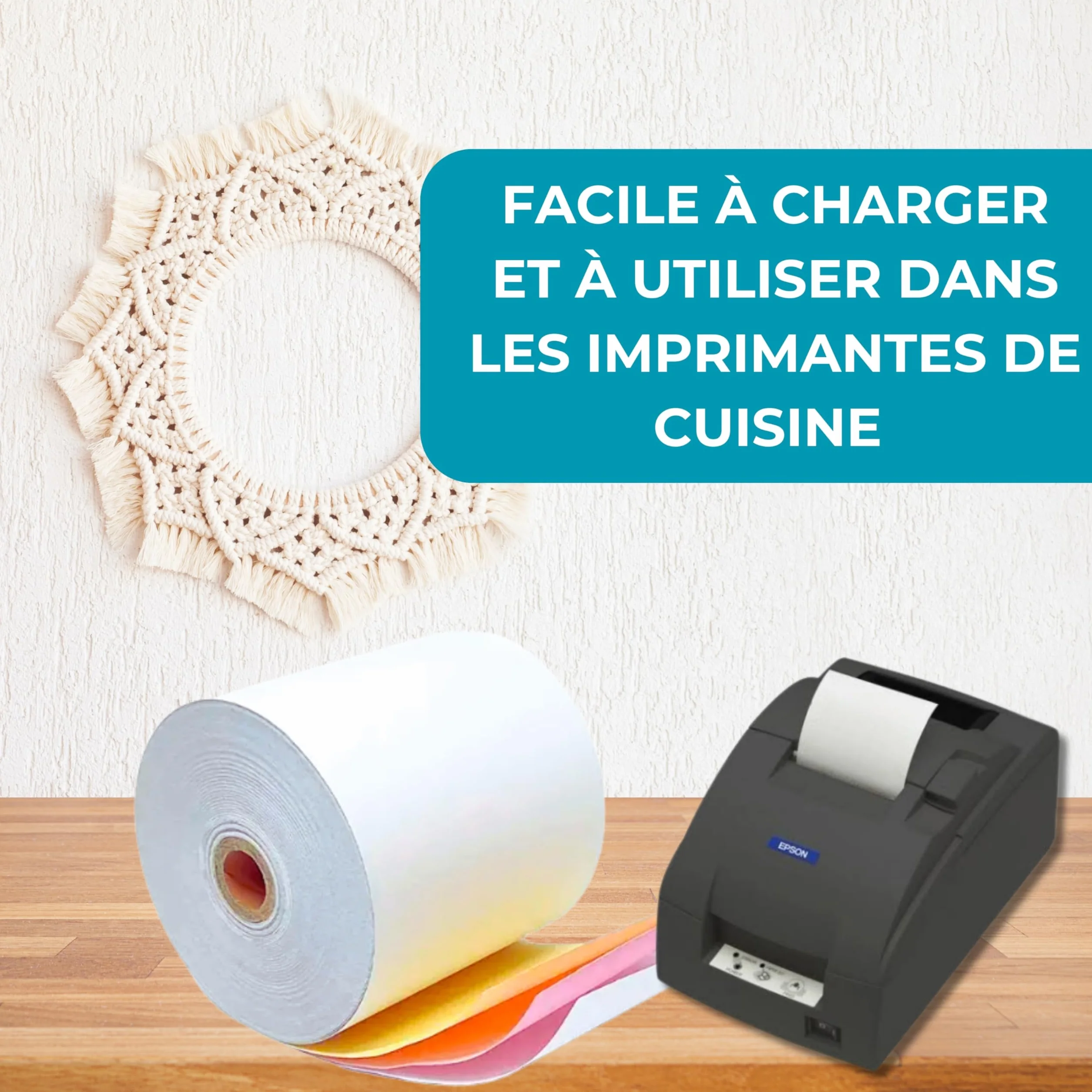 Double Dragon Rouleau Papier Carbone Sans Thermique 3 Couches 76 x 76 mm pour Imprimante Cuisine, Calculatrice d’Impression, Ticket de Caisse - 20 Rouleaux