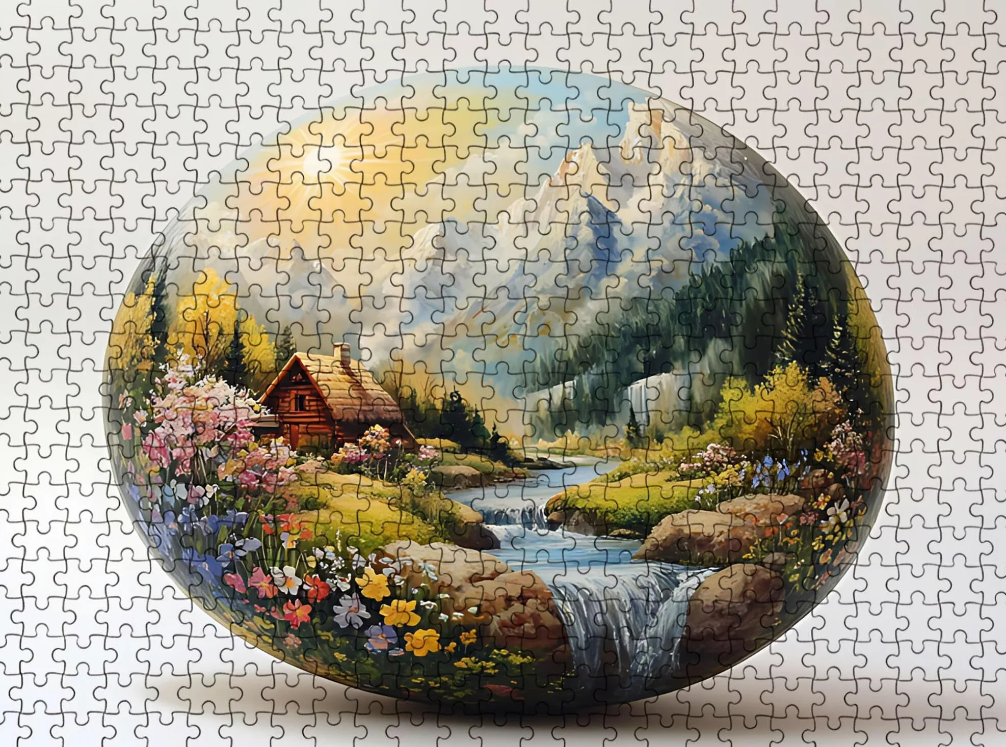 Paysage œuf de Pâques Puzzle 1000 Pièces pour Adultes, Format 75 x 50 cm, Challenge Casse-Tête de Famille, Loisirs Créatifs et Relaxation, Pièces Robustes avec Lettres au Dos, Décor Murale f0-503