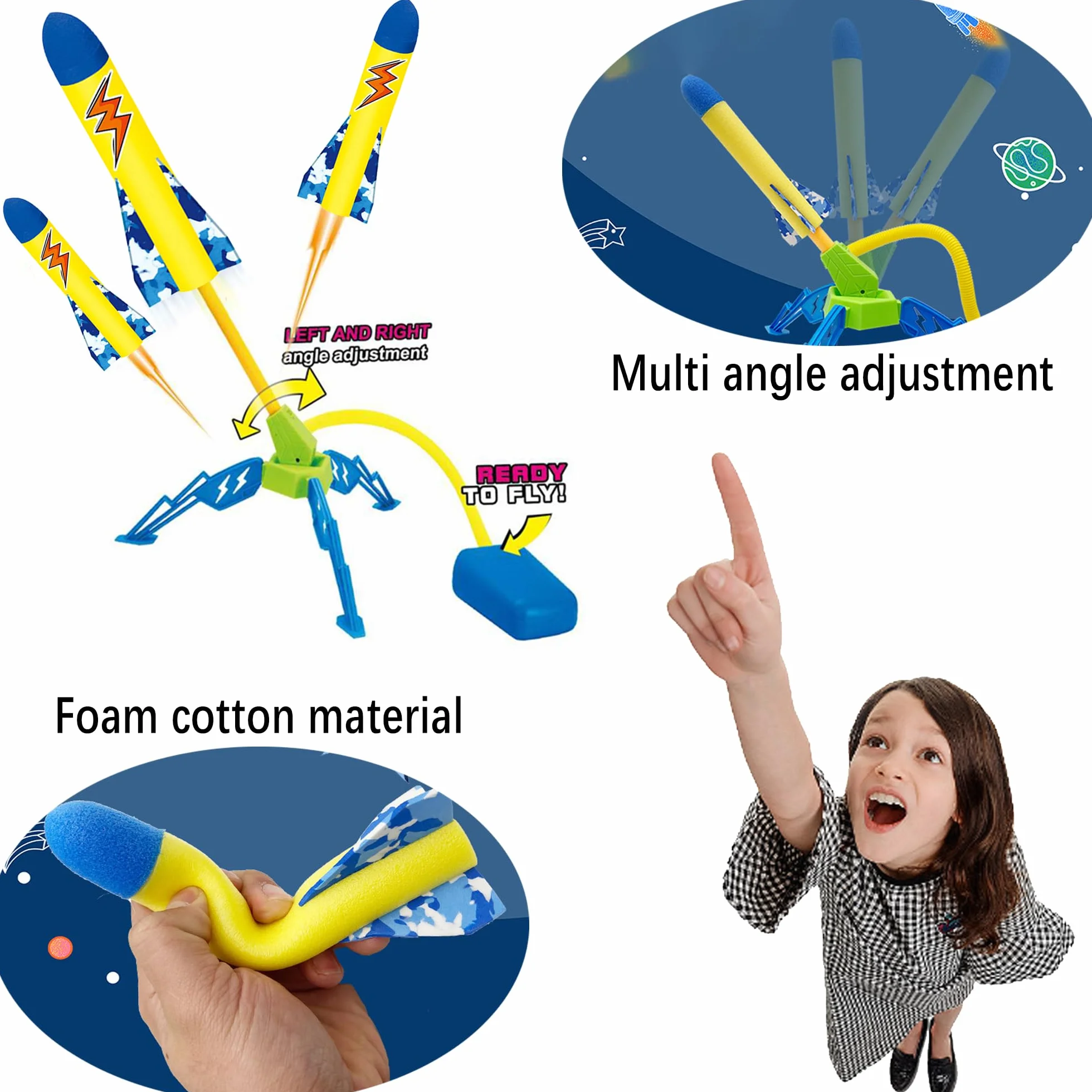 Lanceur de Fusée à Pédale pour Enfant 3-9 Ans, Jeux Extérieur, Cadeau Anniversaire Noël