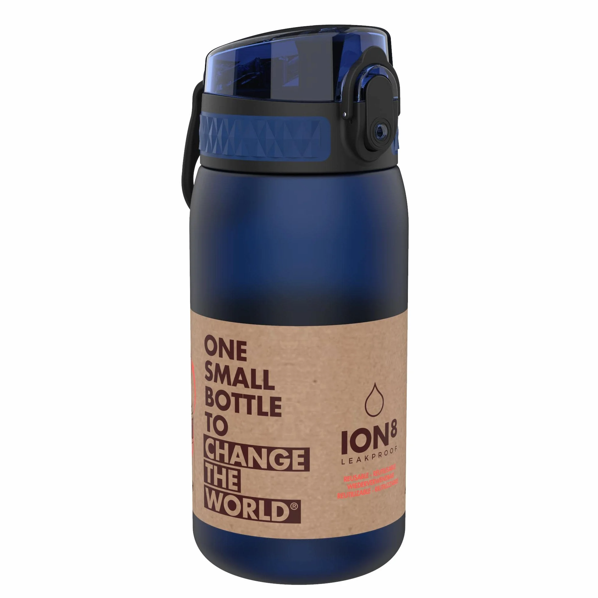 Ion8 Gourde Enfant 350ml Anti-Fuite Verrouillage Sécurisé Sans BPA Bleu Marine