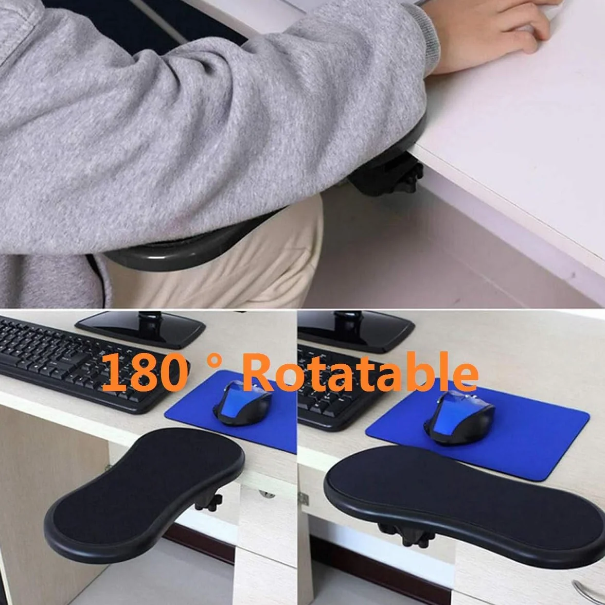 Coussin d'Accoudoir d'Ordinateur Amovible, Support de Bras Rotatif 180° pour Bureau