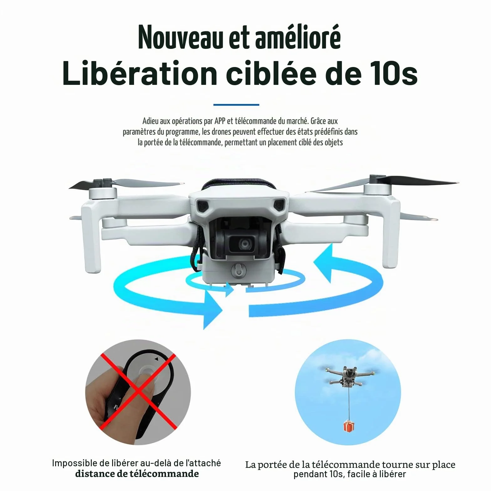 Système Airdrop Universel pour DJI Mini 4K / Mini 4 Pro / 3 Pro - Lanceur Drone