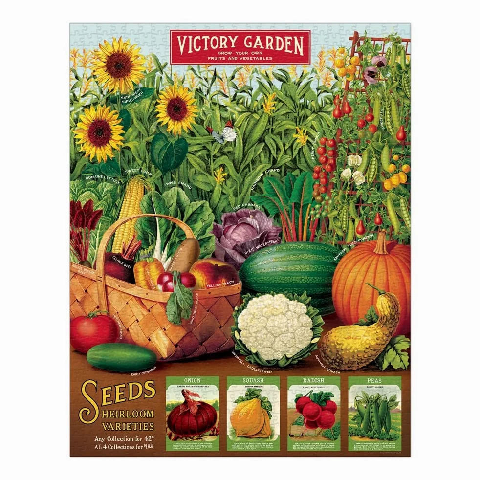 Cavallini 1000 Piece Puzzle, Vintage Victory Garden (PZL/VG)