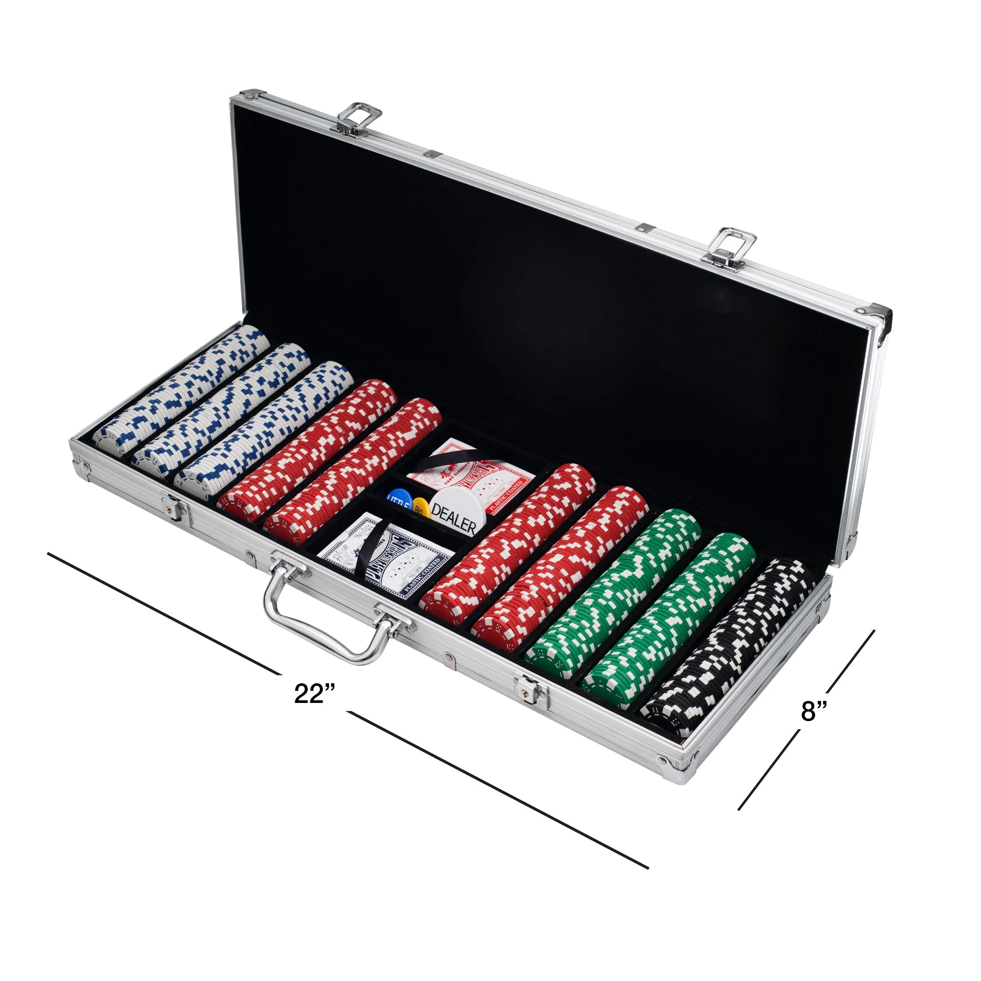 Jeu de jetons de poker pour Texas Holdem, Blackjack, Gambling avec étui de transport, cartes, boutons et 500 jetons de casino style dés (11,5 g) par Trademark Poker, argent