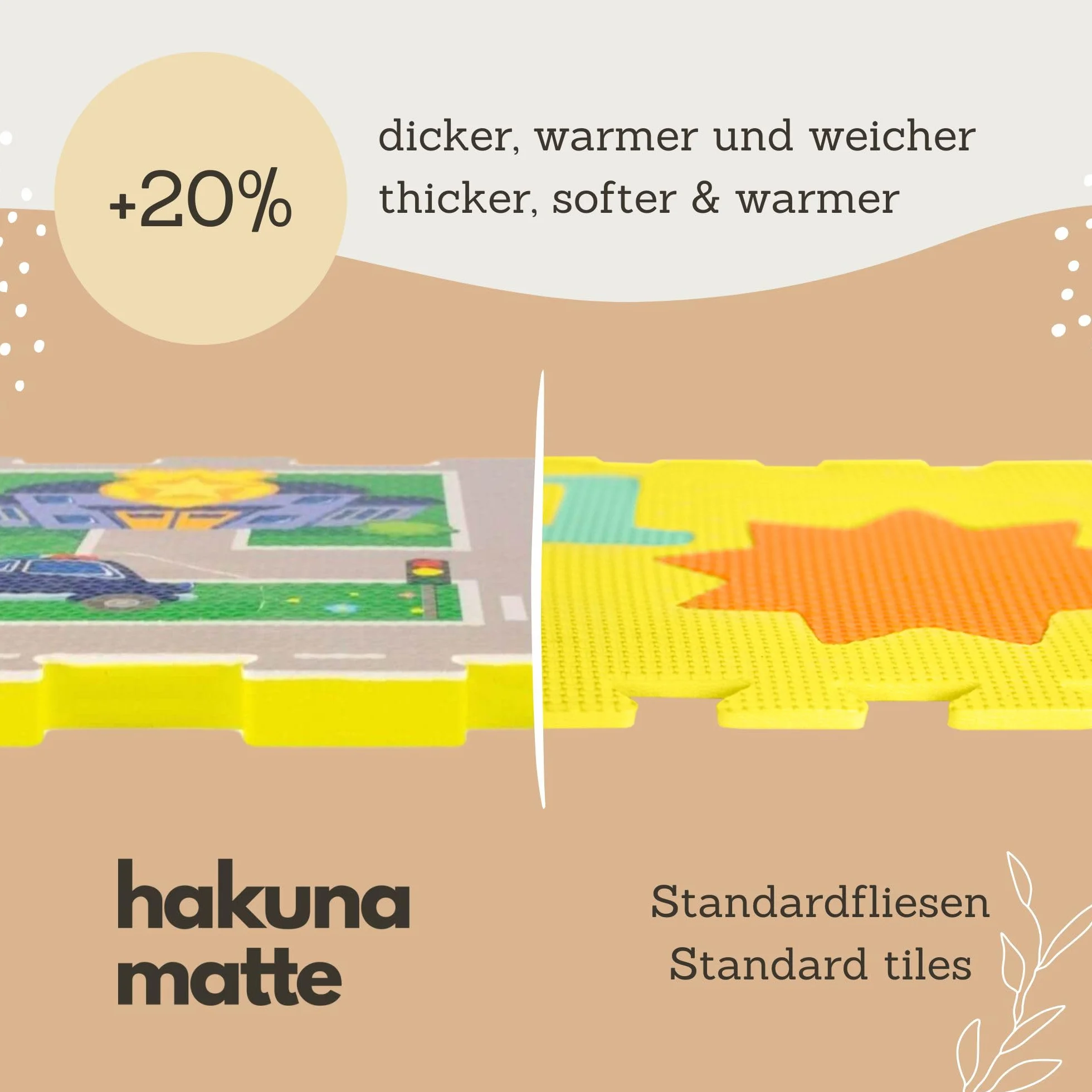 Hakuna Matte Tapis Puzzle pour enfants 1,2 x 1,2 m 16 carreaux mousse à encastrer épais doux certifié EN-71