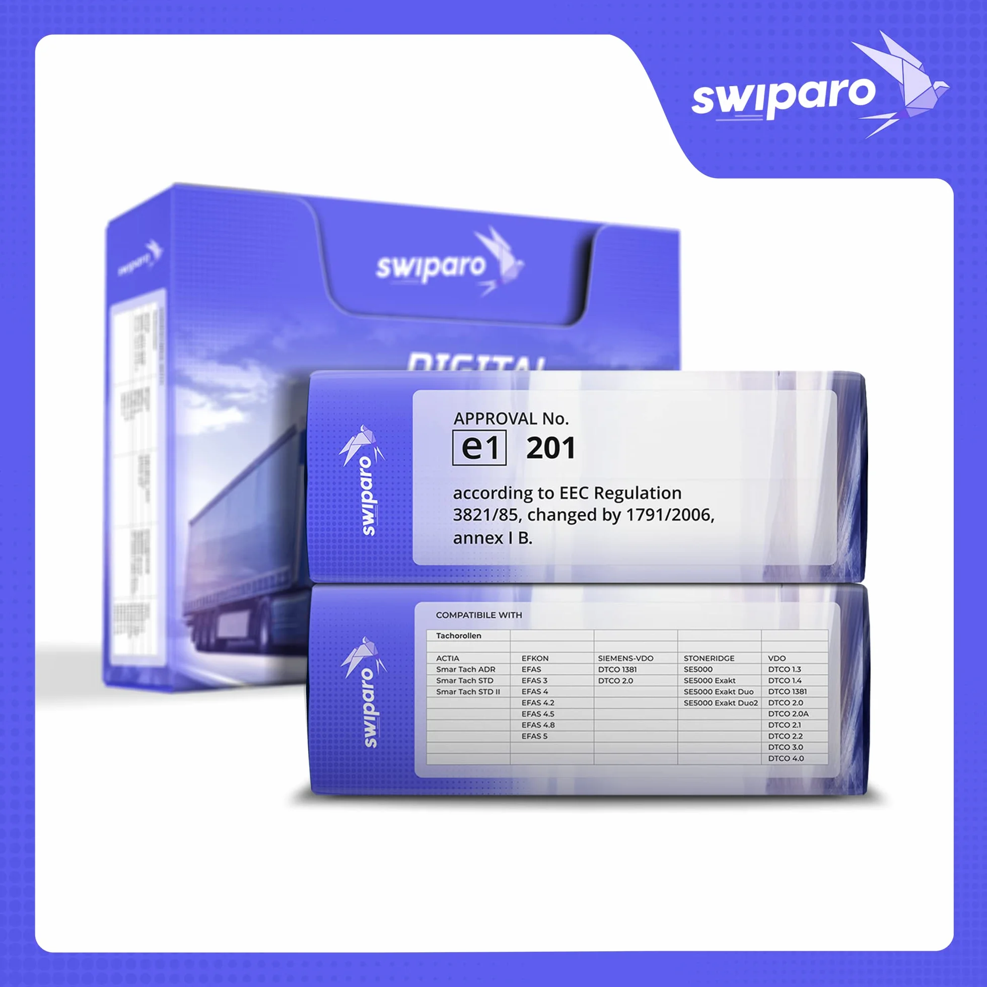 Papier thermique pour tachygraphes numériques de camion - Rouleaux certifiés 57/8 mm (15 pièces)