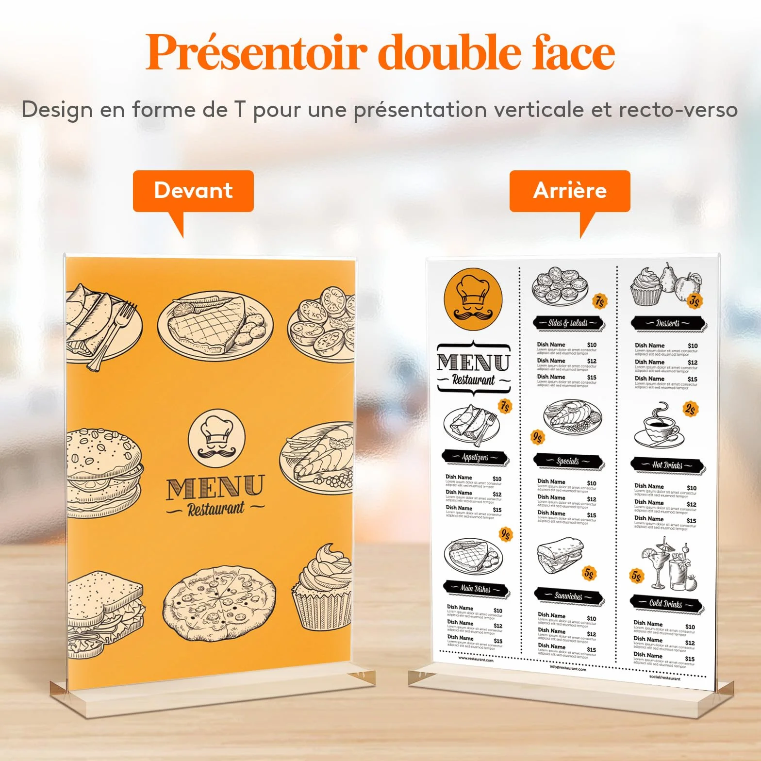 Lifewit Porte Affiche A4 Acrylique Transparent, Présentoir Table Forme T, 30x21 cm Lot 6