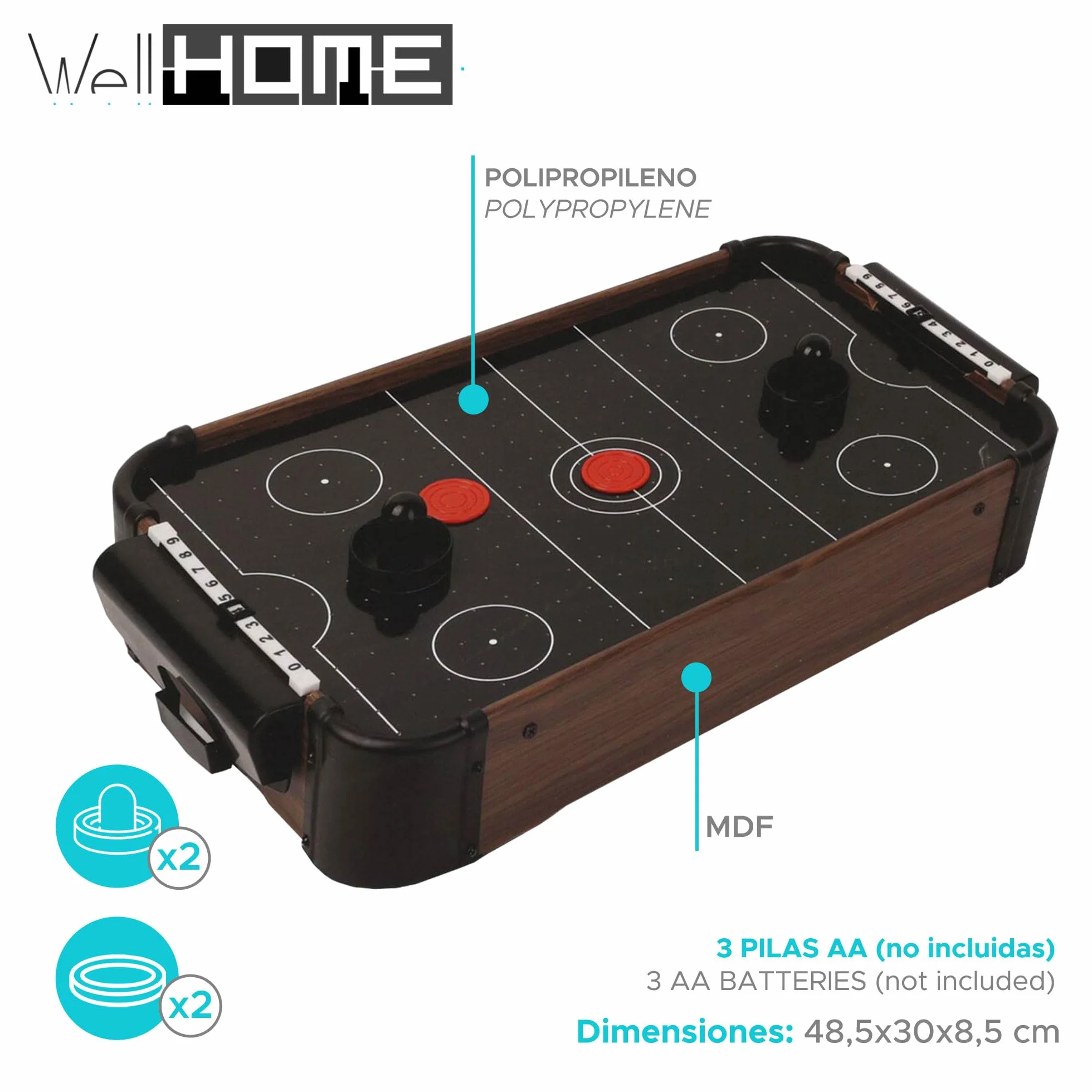 WELL HOME Air hockey table 48.5x30x8.5cm