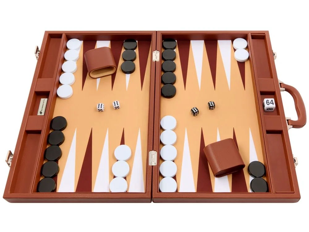 Jeu de Backgammon de Voyage 48 x 64 cm – Brun désert – Silverman & Co.