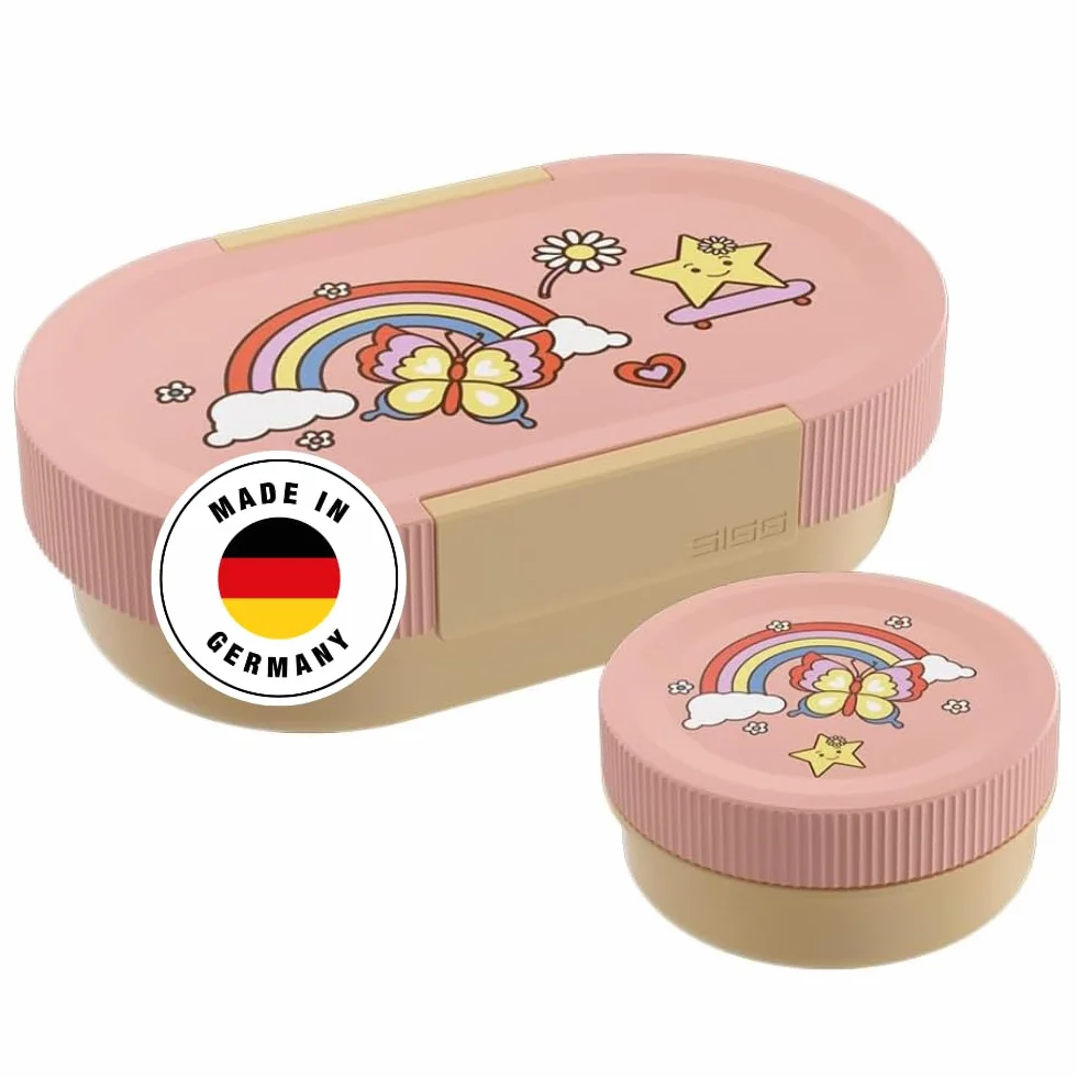 SIGG Lumo Rainbow Plus Boîte à déjeuner enfant 2 en 1 Sans BPA Rose 0,8 l
