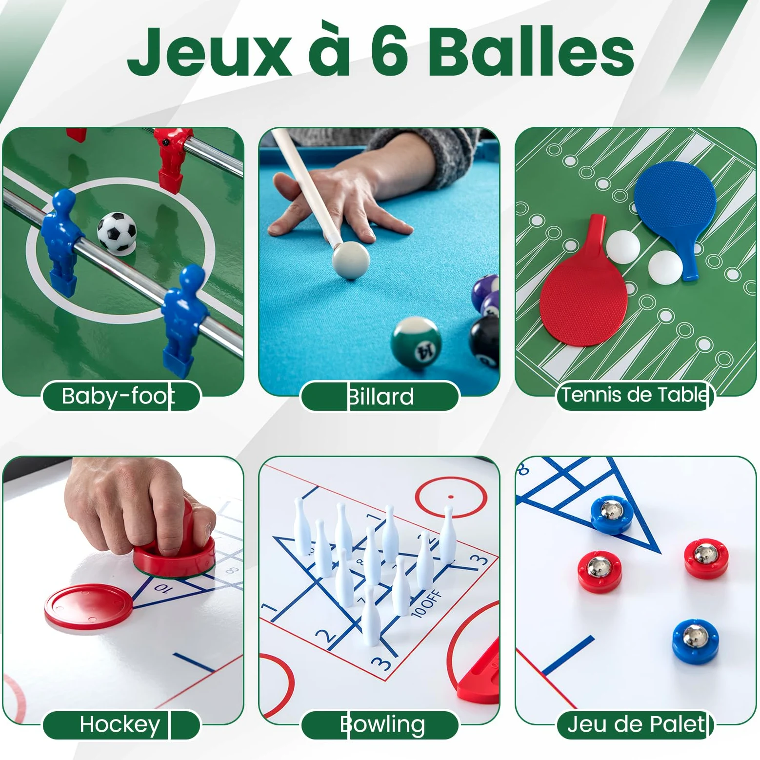 GOPLUS 12-en-1 Table Babyfoot,Table de Jeux Multifonctions avec Baby-Foot, Billard, Tennis de Table, Hockey, Bowling, Shuffleboard, et Plus Encore, pour Enfants et Adultes