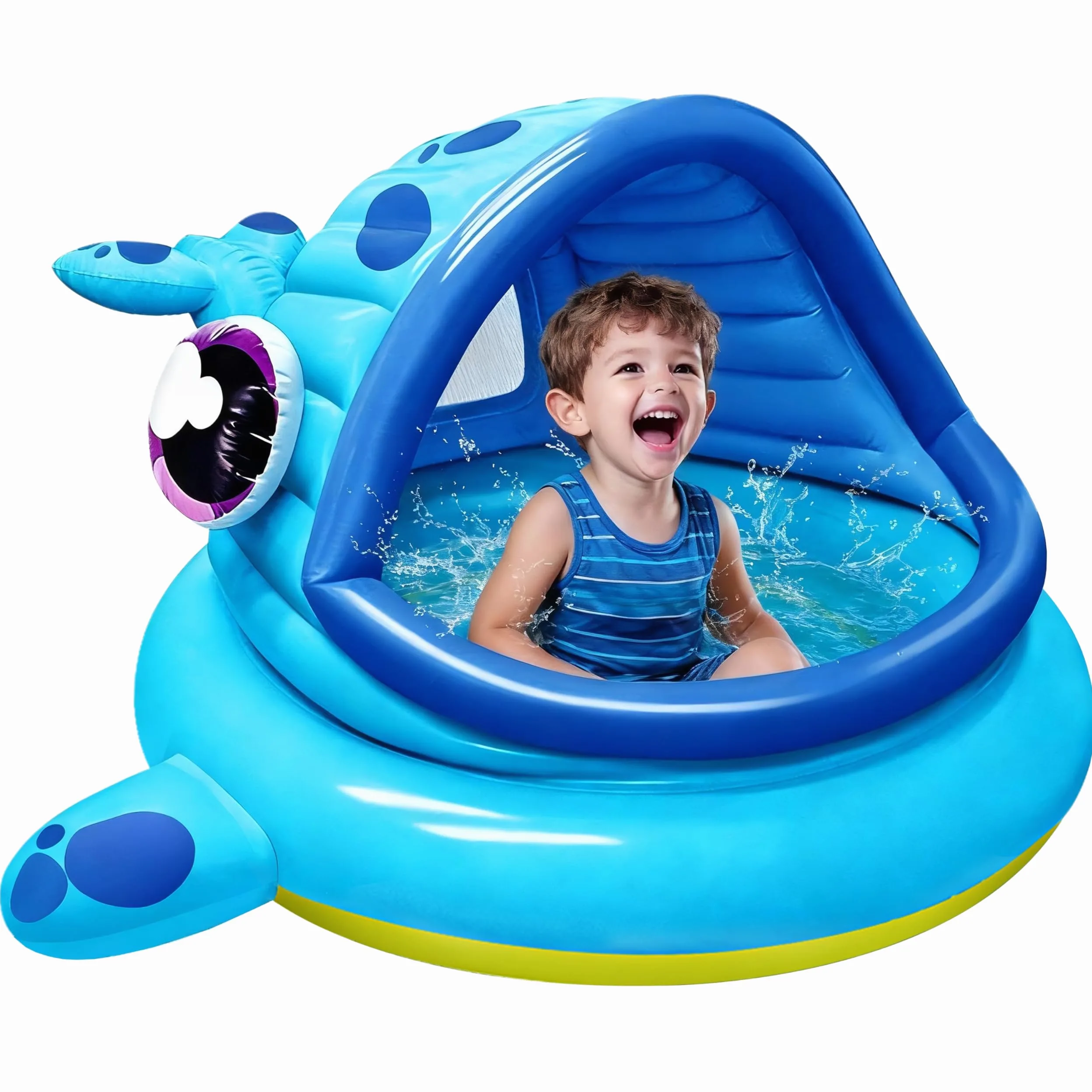JOYIN Piscine Bébé avec Pare Soleil pour Enfants 137 x 142 x 71cm Pataugeoire Enfant Piscine Gonflable avec Auvent, Flotteur de Natation Jouets de fête de Natation