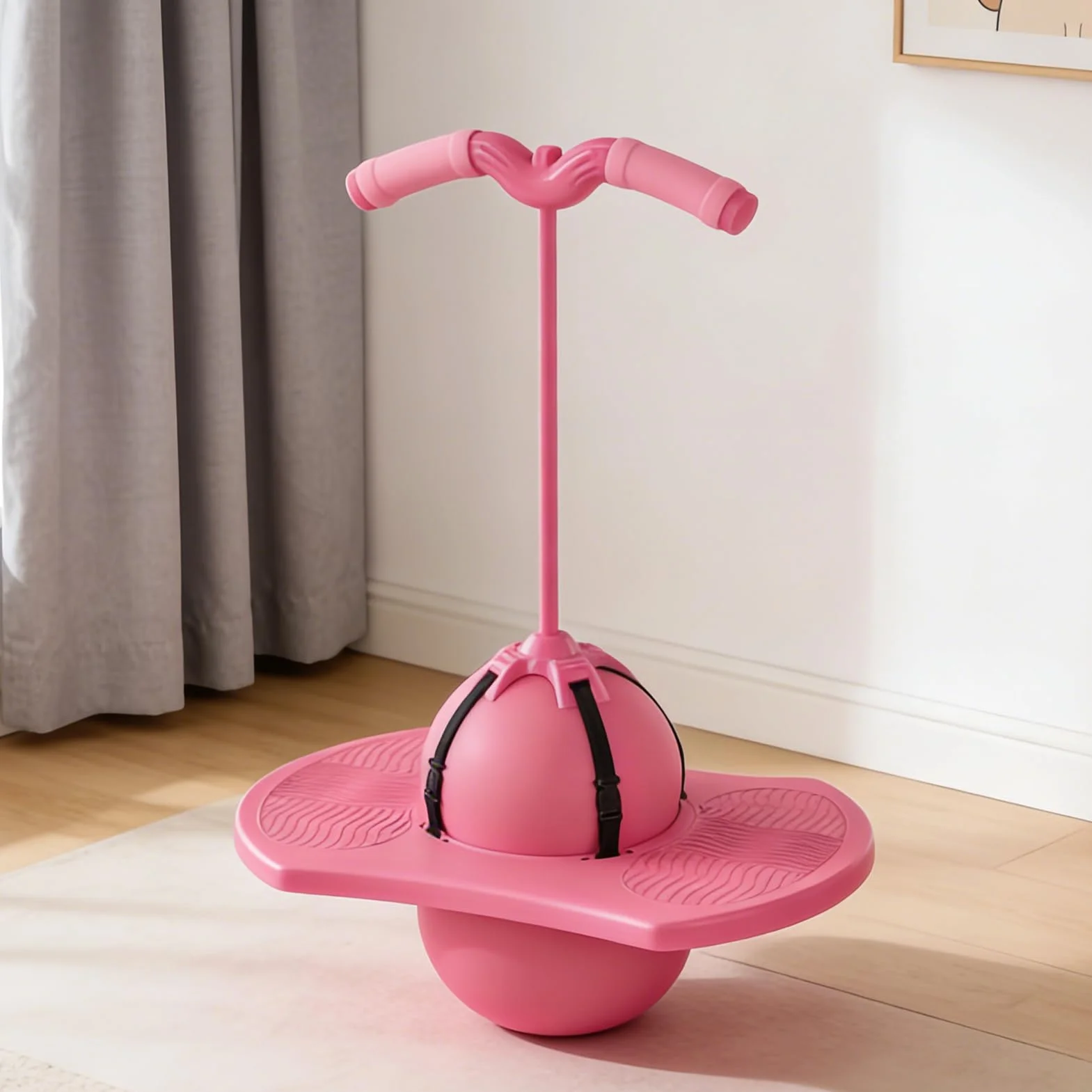 Ballon Sauteur avec Poignée Jouet Sautant pour Enfants Adultes Intérieur Extérieur