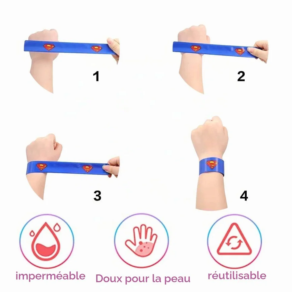 Super-héros Slap Bracelets Silicone pour Enfants Ensemble 10 Pièces