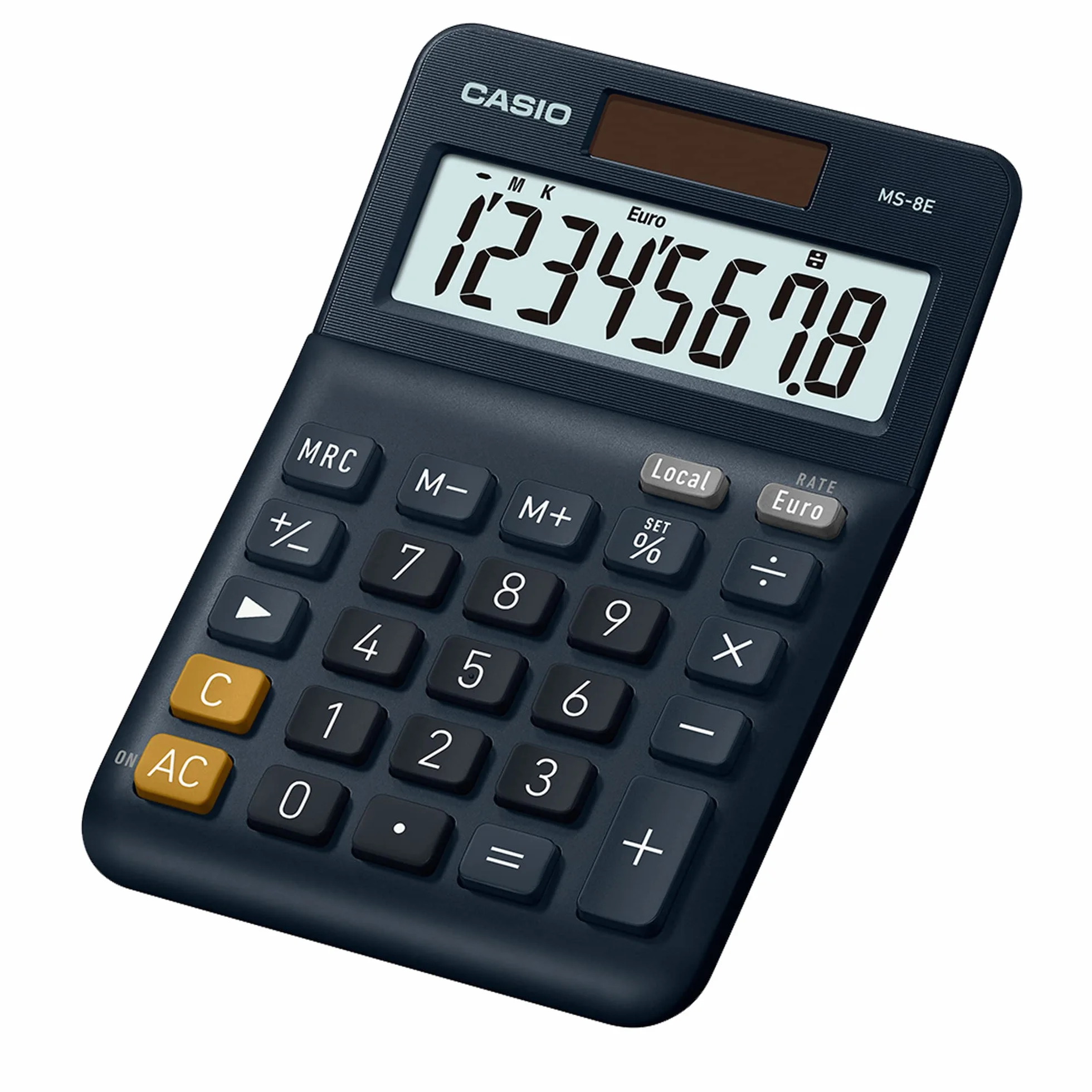 Casio MS8E Calculatrice de Bureau Solaire Piles Noire