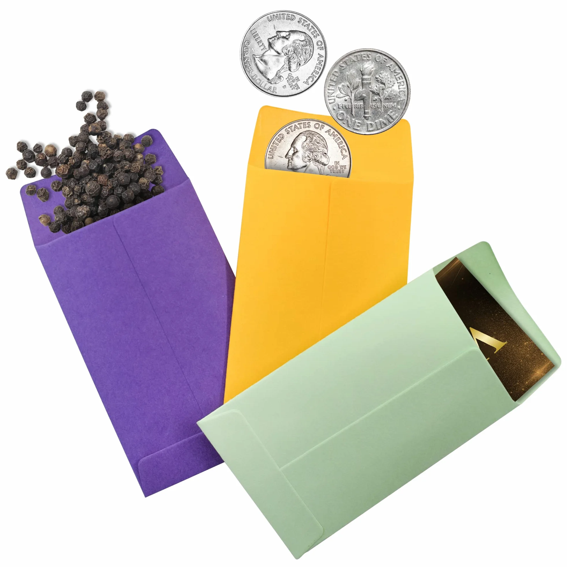 VANRA Lot de 150 Enveloppes Colorées pour Pièces de Monnaie 5,3 x 8,9 cm