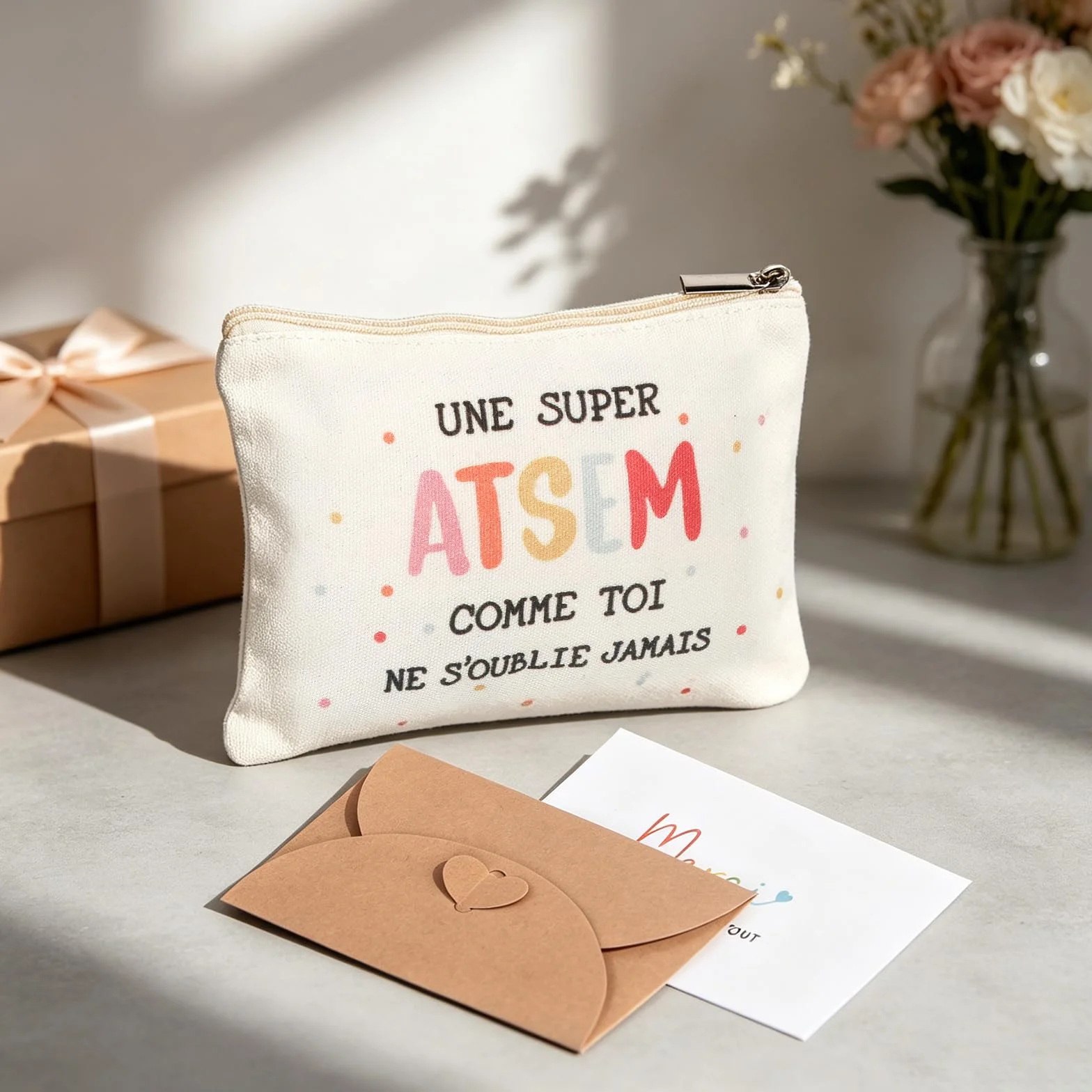 Sac en toile imprimé français pour enseignants, carte de remerciement, Journée des enseignants