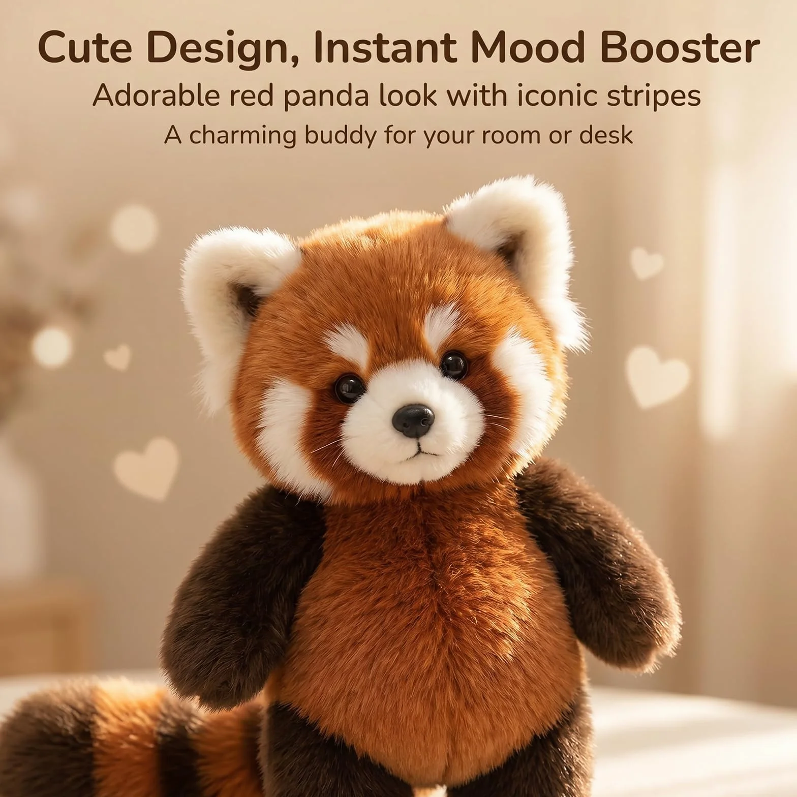 Générique Peluche Qui Court Panda Roux 55 cm, Doudou Anti-Stress Interactif, Cadeau Anniversaire Fêtes