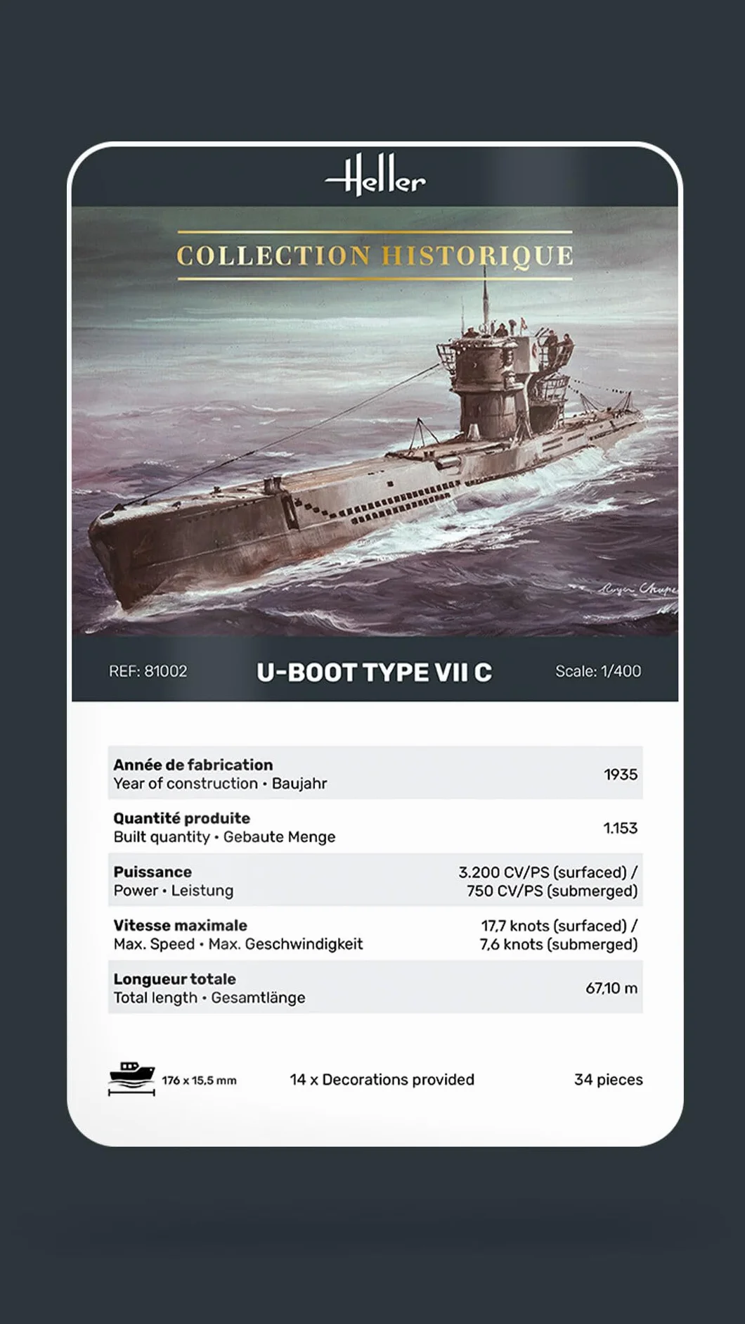 Heller Construction Et Maquettes U-Boot Echelle 1/400ème