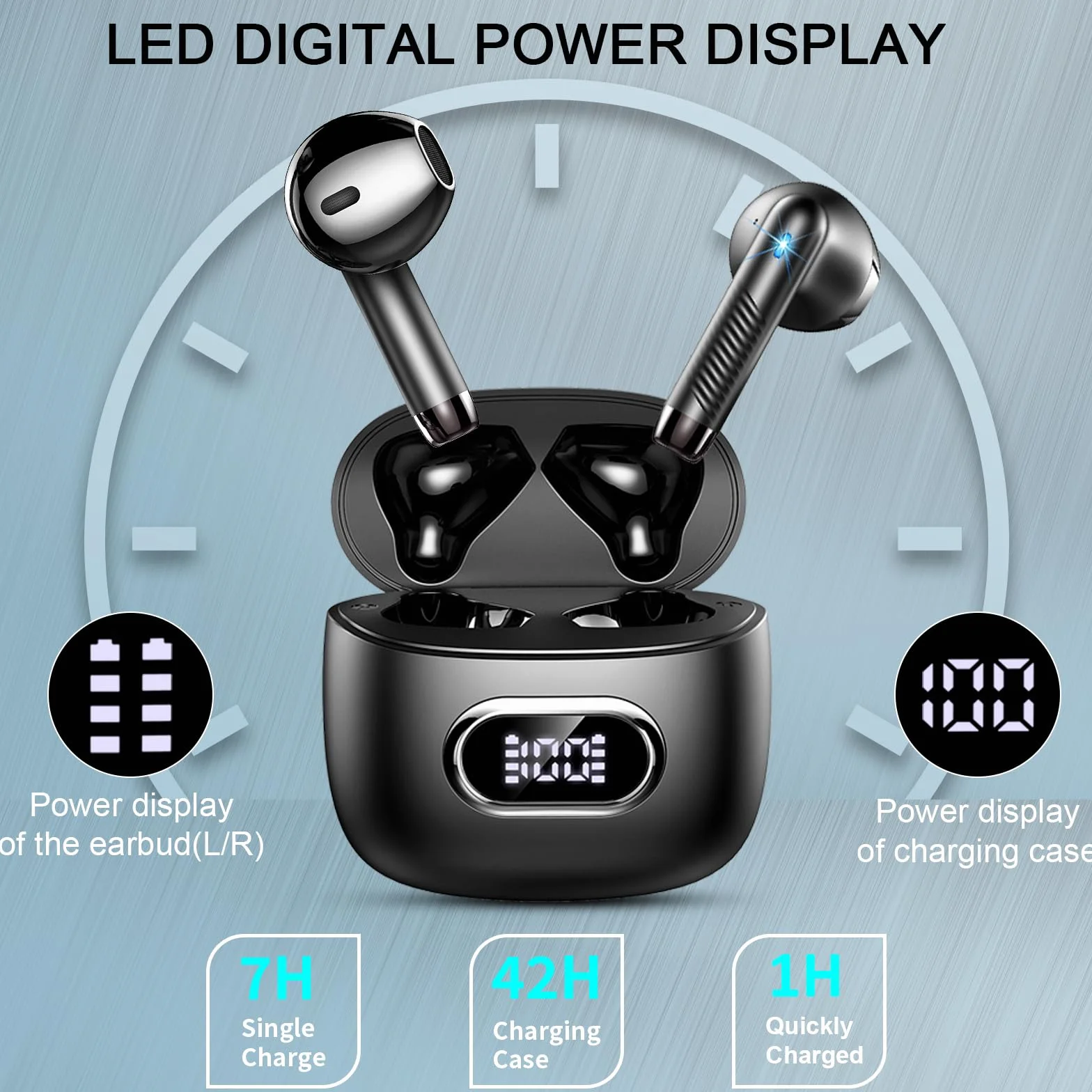 Ecouteur Traducteur Instantané Sans Fil Bluetooth 5.4 49H 164 Langues 3 en 1 Noir