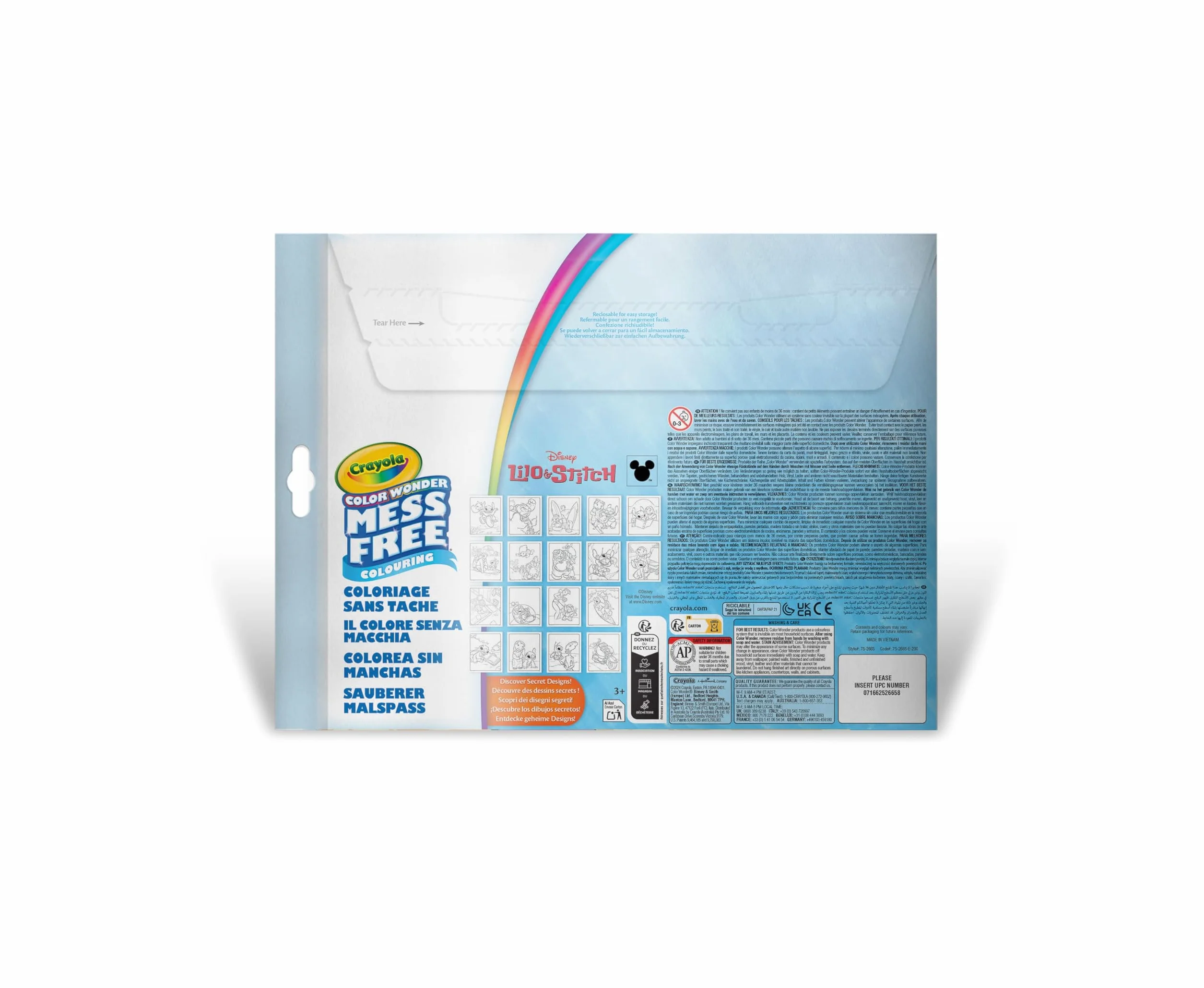 CRAYOLA Color Wonder Kit Coloriage 18 Pages 4 Feutres Anti-tache Lilo & Stitch Enfants 3-5 Ans