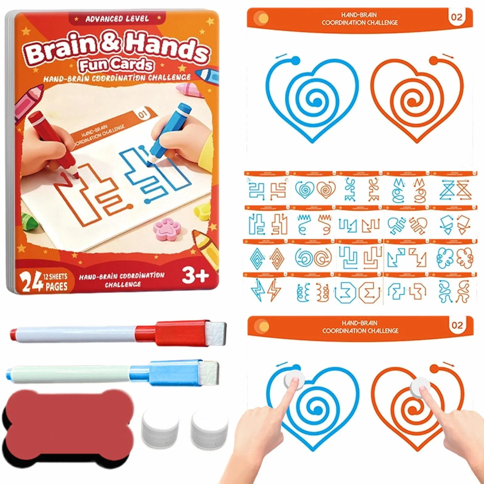 Cartes de Développement Cérébral 20 Cartes Coordination Main-Cerveau Éducatifs Logiques