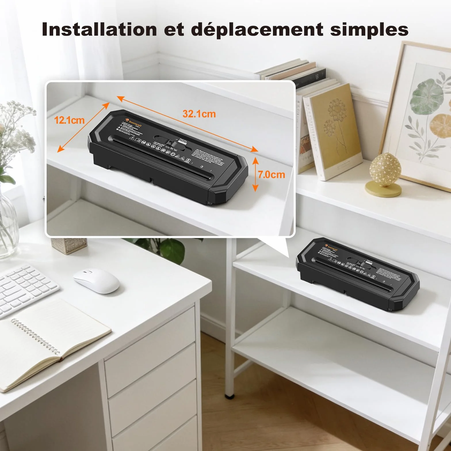 Bonsaii Destructeur de Documents 6 Feuilles Niveau Sécurité P-2 Portable Poignée Rétractable S125-A