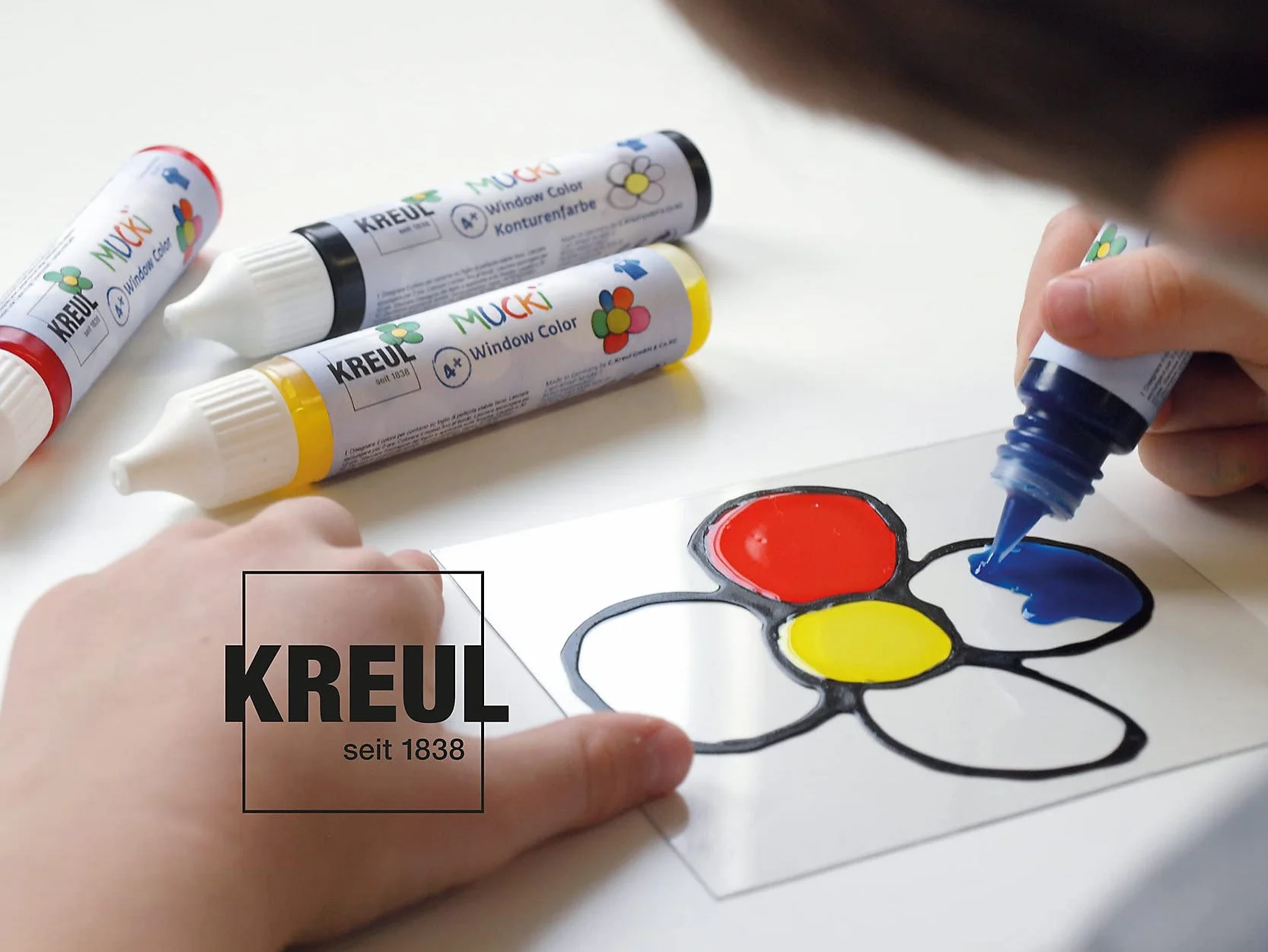 KREUL Mucki Window Color Kleine Tierwelt Set de coloriage pour fenêtres 7 crayons 29 ml