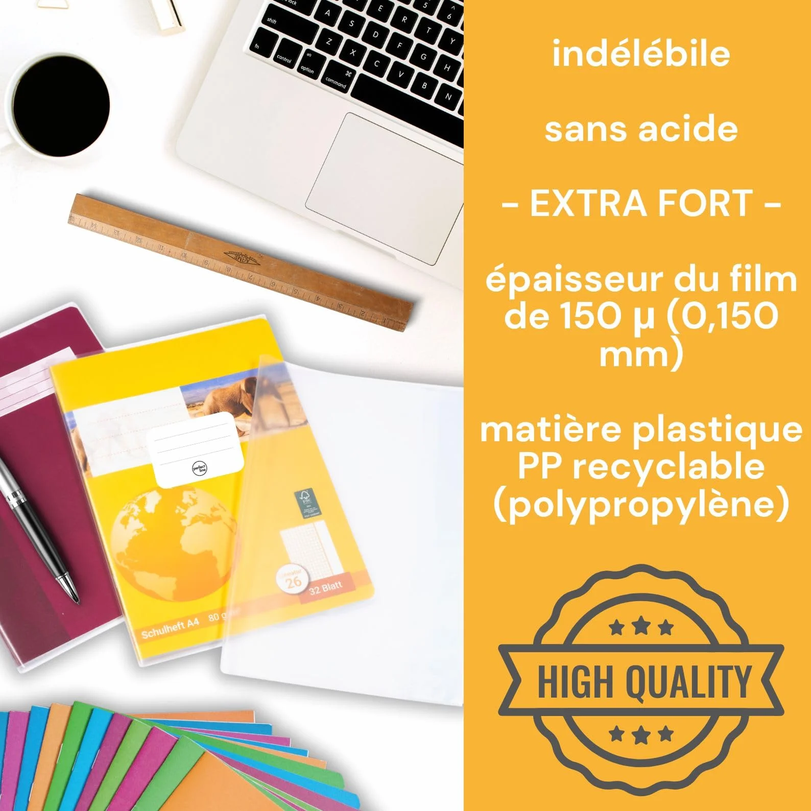 Protège-cahiers transparent cristal 32 x 24 cm lot de 10 PP recyclable sans acide