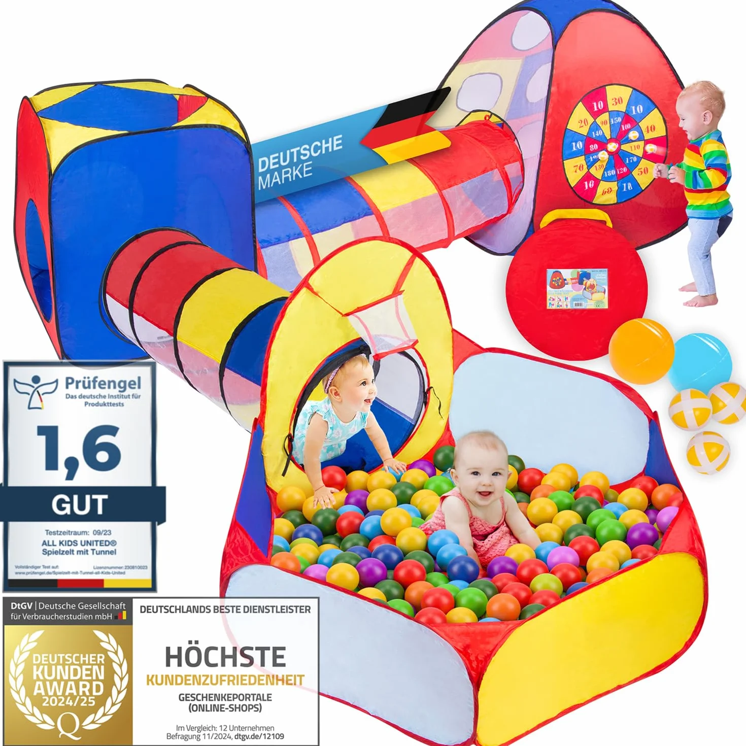 Tente de Jeu avec Tunnel Piscine à balles XXL Terrain de Jeu Pop-up 5 Parties