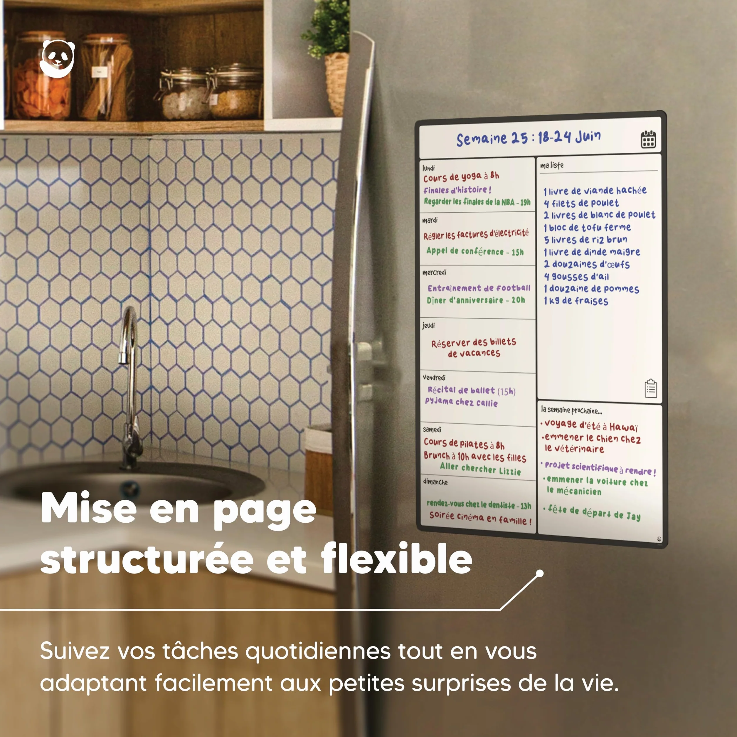 Smart Panda Calendrier Magnétique Frigo Planification Repas Familiaux A4 Français