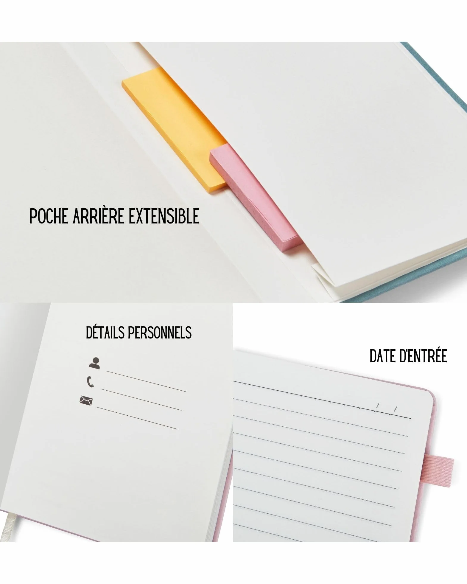 Carnet A5 Ligné 360 Pages Journal Intime Adulte Noir, Cahier d'écriture Aesthetic, Cadeau Femme Homme