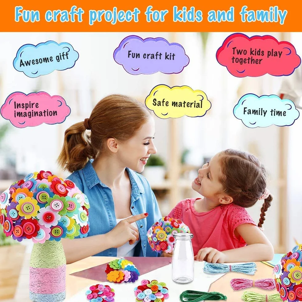 Afufu Kit Travaux Manuels Enfants Arts Créatifs Bouquet Fleurs DIY Jouet Cadeau Filles 5-9 Ans