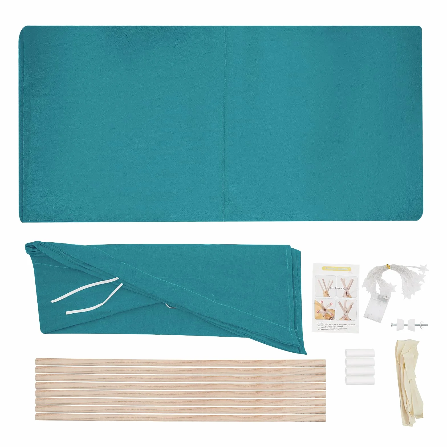 Tente Tipi pour enfant avec tapis de sol et guirlande lumineuse - Tente de jeu pliable en coton 120 x 120 x 140 cm Bleu