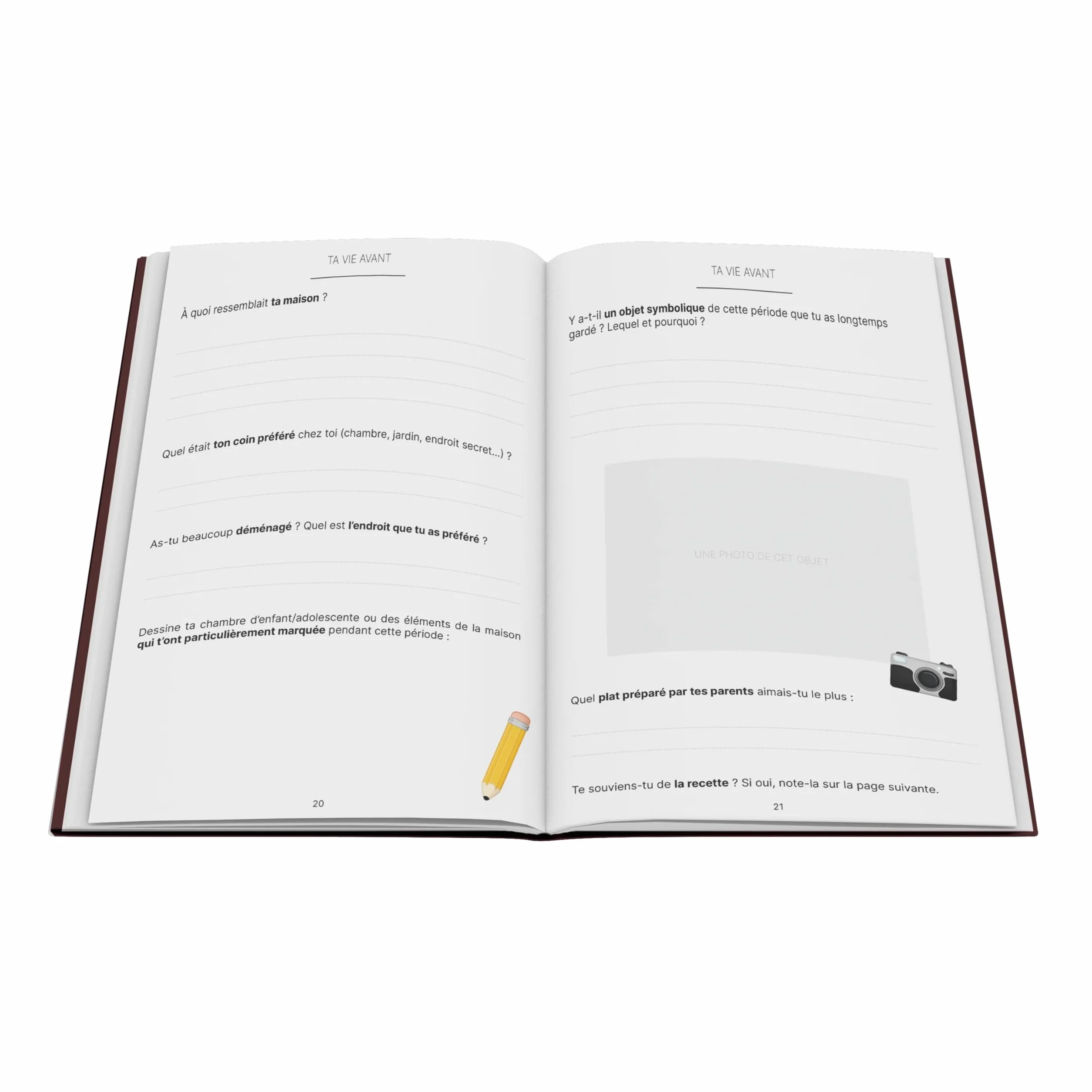 Livre de Questions sur l'Histoire et les Souvenirs du Couple, Couverture Cartonnée, 21 x 29,7 cm, 80 Pages